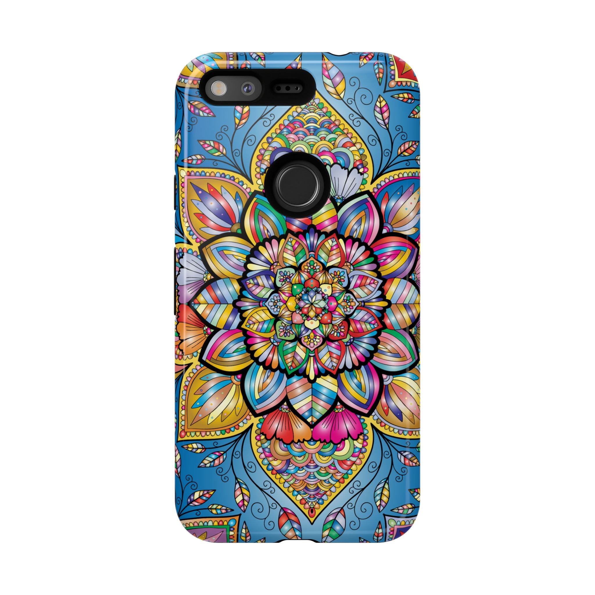 Vibrant Floral Phone Case, Tough Phone Cover, Colorful Mobile Accessory, Artistic Gift, Mandala Design, Everyday Use
