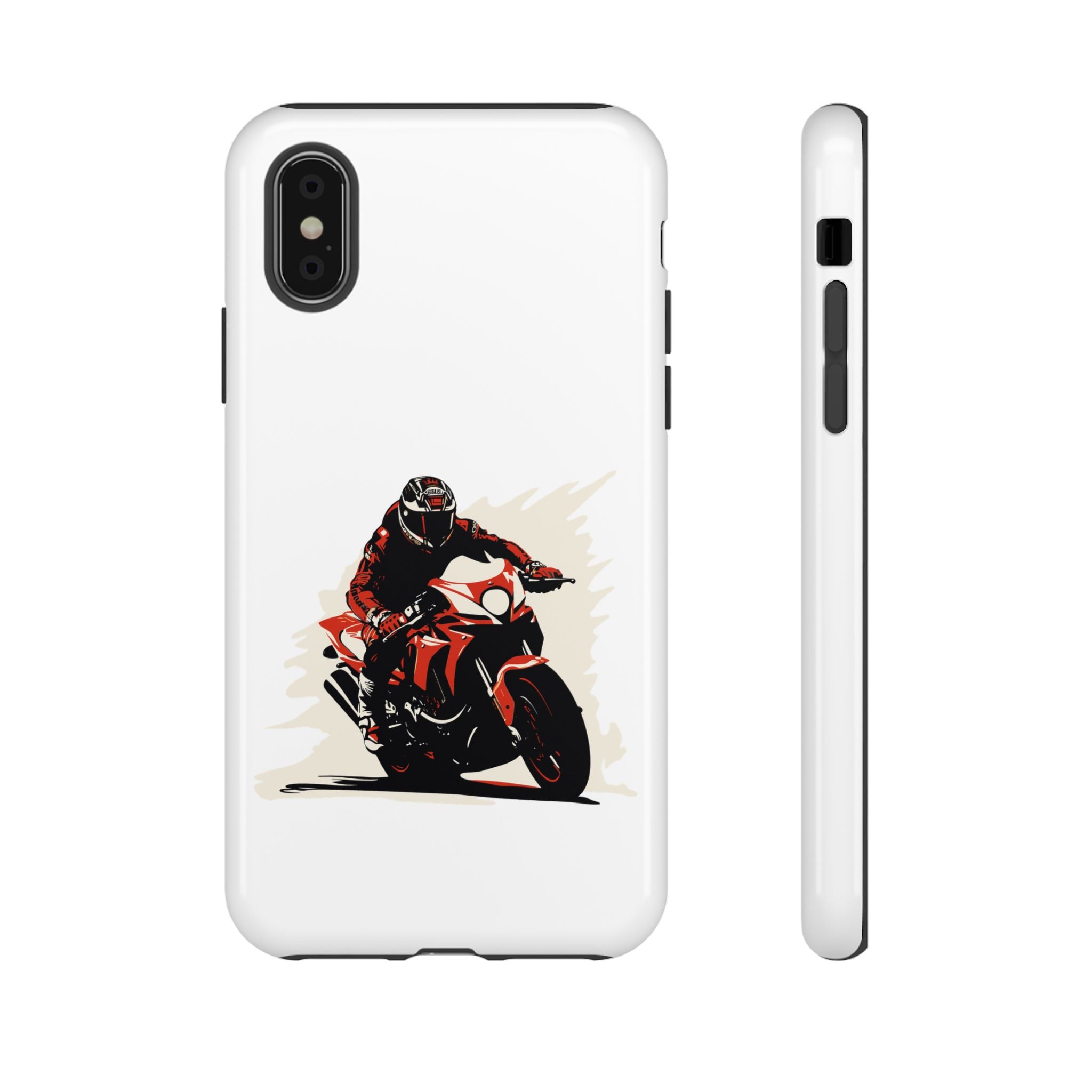 Motorcycle Phone Case, Tough Cases for Riders, Biker Accessory, Gifts for Motorcyclists, Red Bike Design
