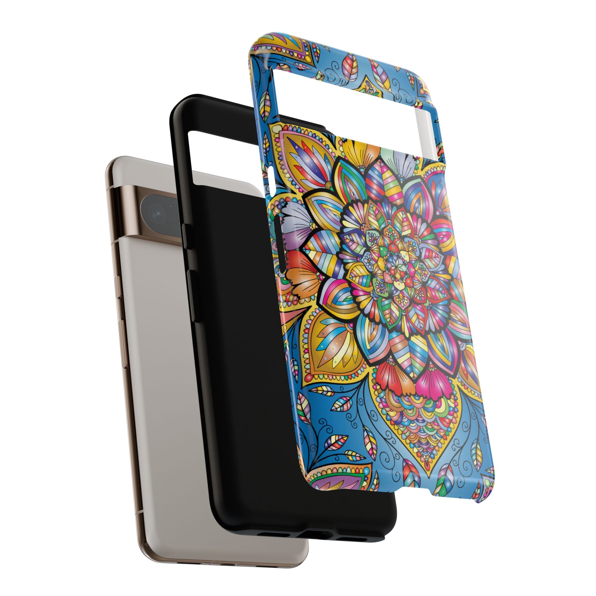 Vibrant Floral Phone Case, Tough Phone Cover, Colorful Mobile Accessory, Artistic Gift, Mandala Design, Everyday Use