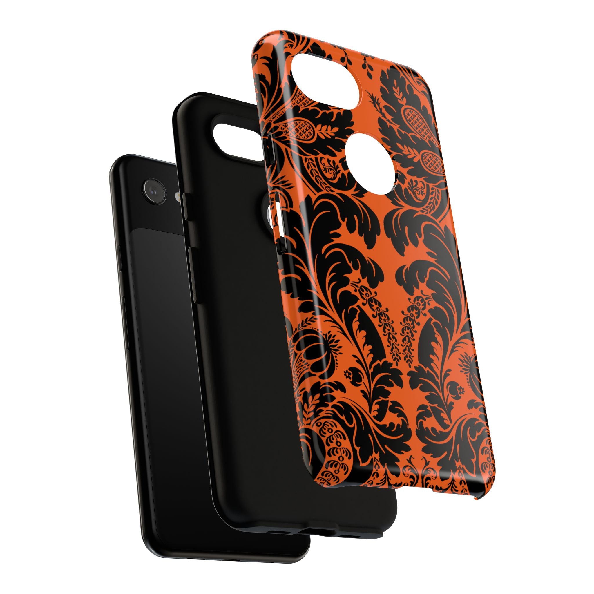 Elegant Phone Case with Orange Floral Design | Tough Cases, Smartphone Cover, Gift for Her, Floral Patterns, Stylish Accessories