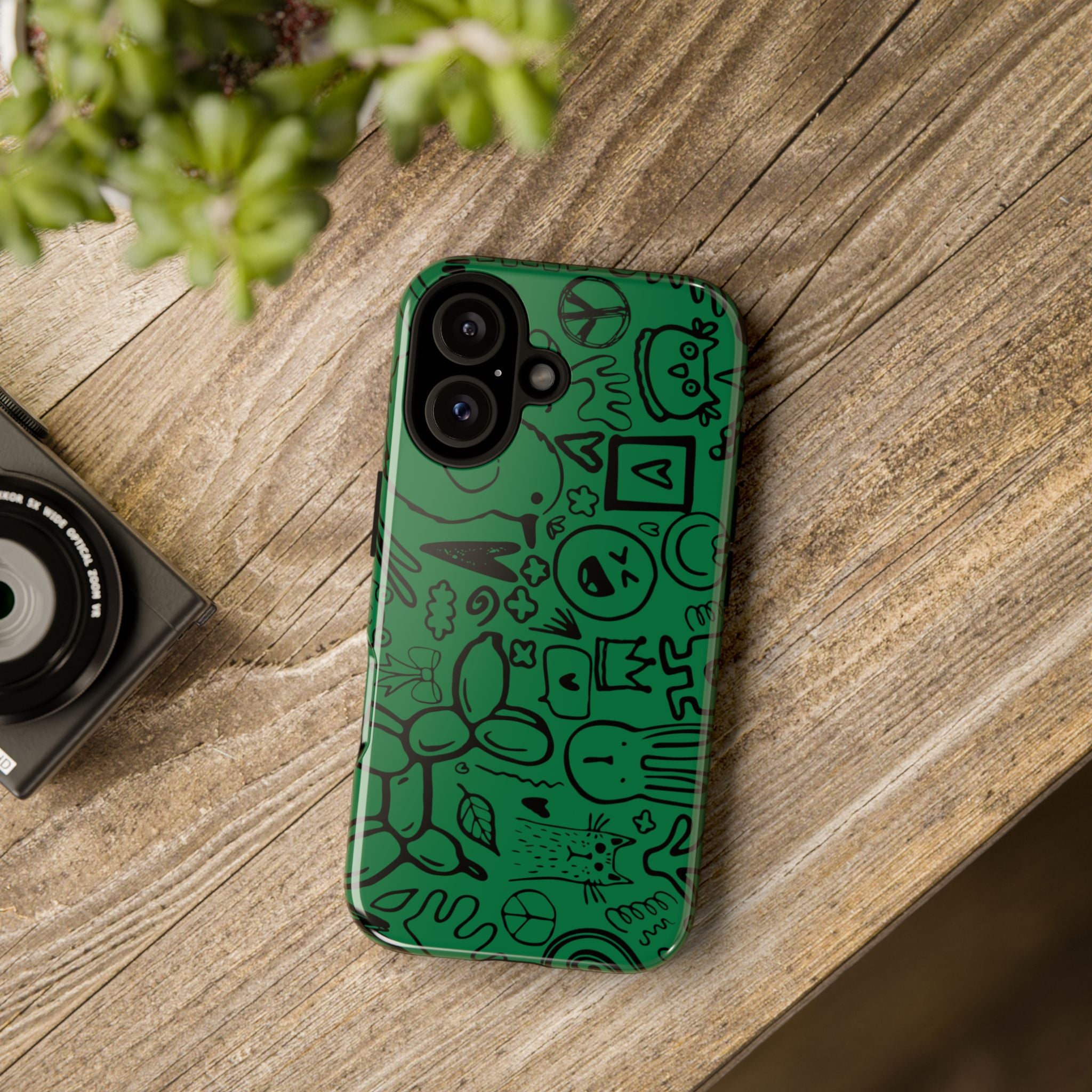 Playful Phone Case, Vibrant Green Tough Case, Quirky Graphic Design, Unique Gift for Kids, Fun Accessories, Christmas, Birthday