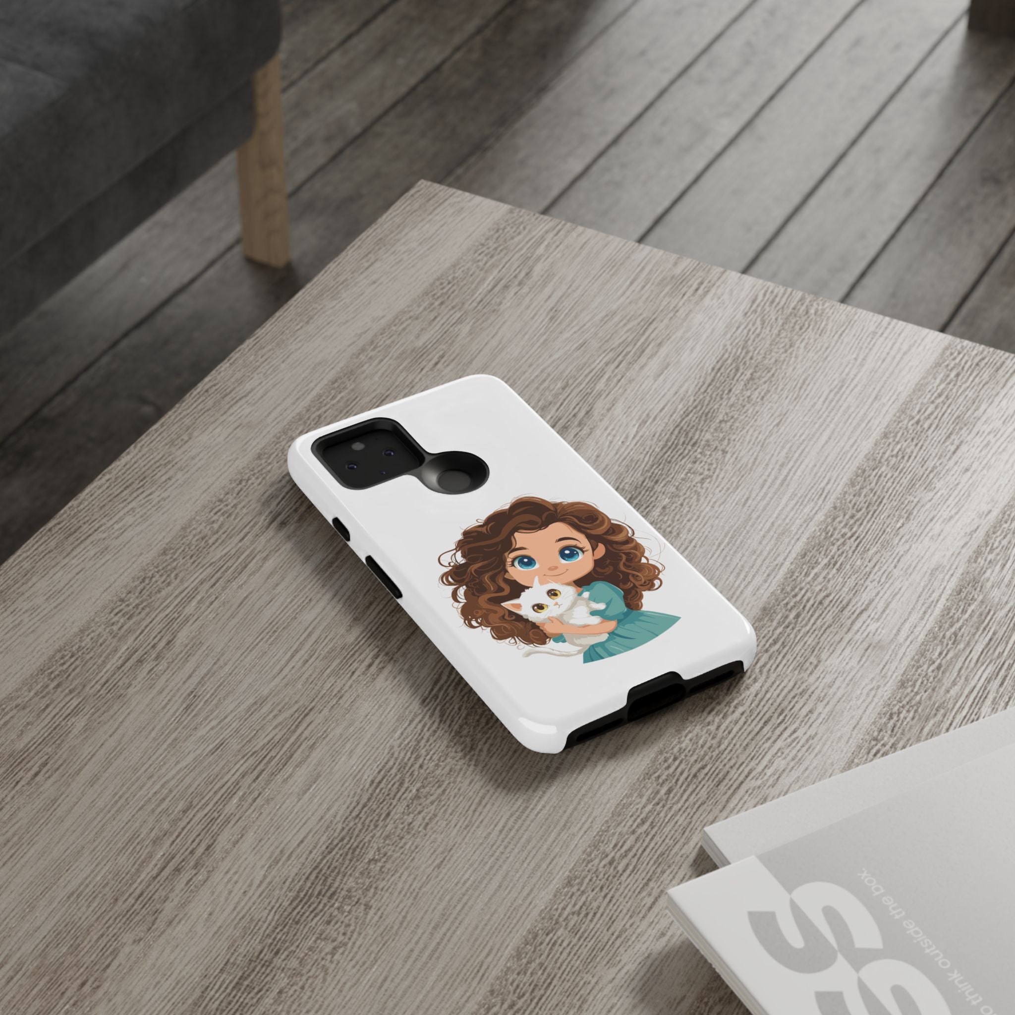 Cute Cat Lover Phone Case, Tough Phone Cover, Pet Lover Gift, Personalized Gift, Kids Phone Case, Animal Lover Accessories