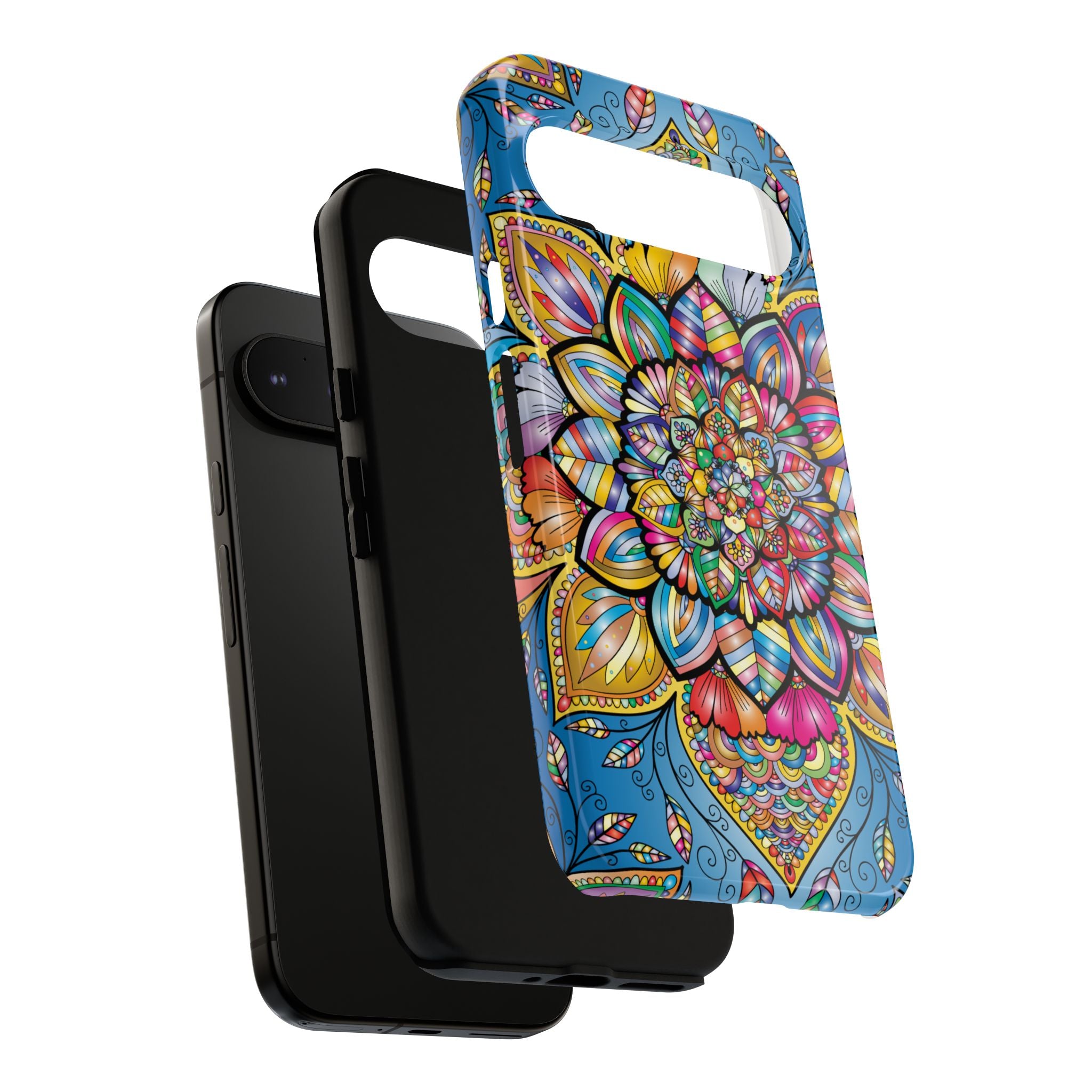Vibrant Floral Phone Case, Tough Phone Cover, Colorful Mobile Accessory, Artistic Gift, Mandala Design, Everyday Use
