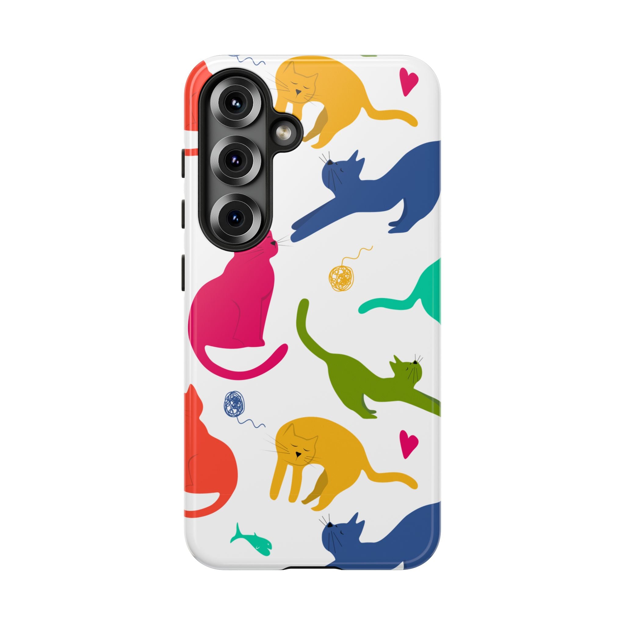 Colorful Cat Phone Case, Fun Pet Lover Gift, Tough Phone Cover, Cute Cat Accessories, Animal Theme Decor