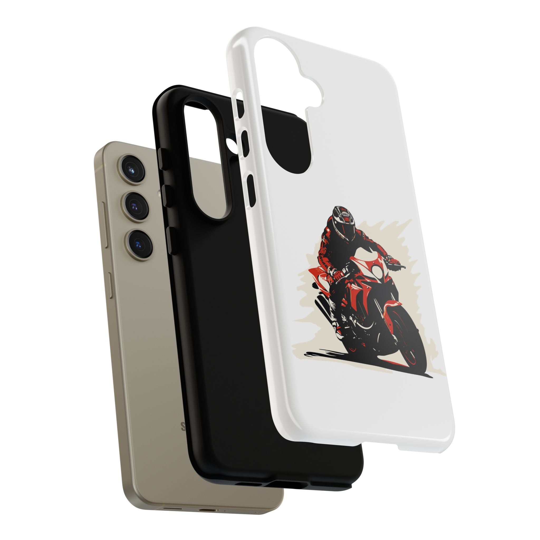 Motorcycle Phone Case, Tough Cases for Riders, Biker Accessory, Gifts for Motorcyclists, Red Bike Design