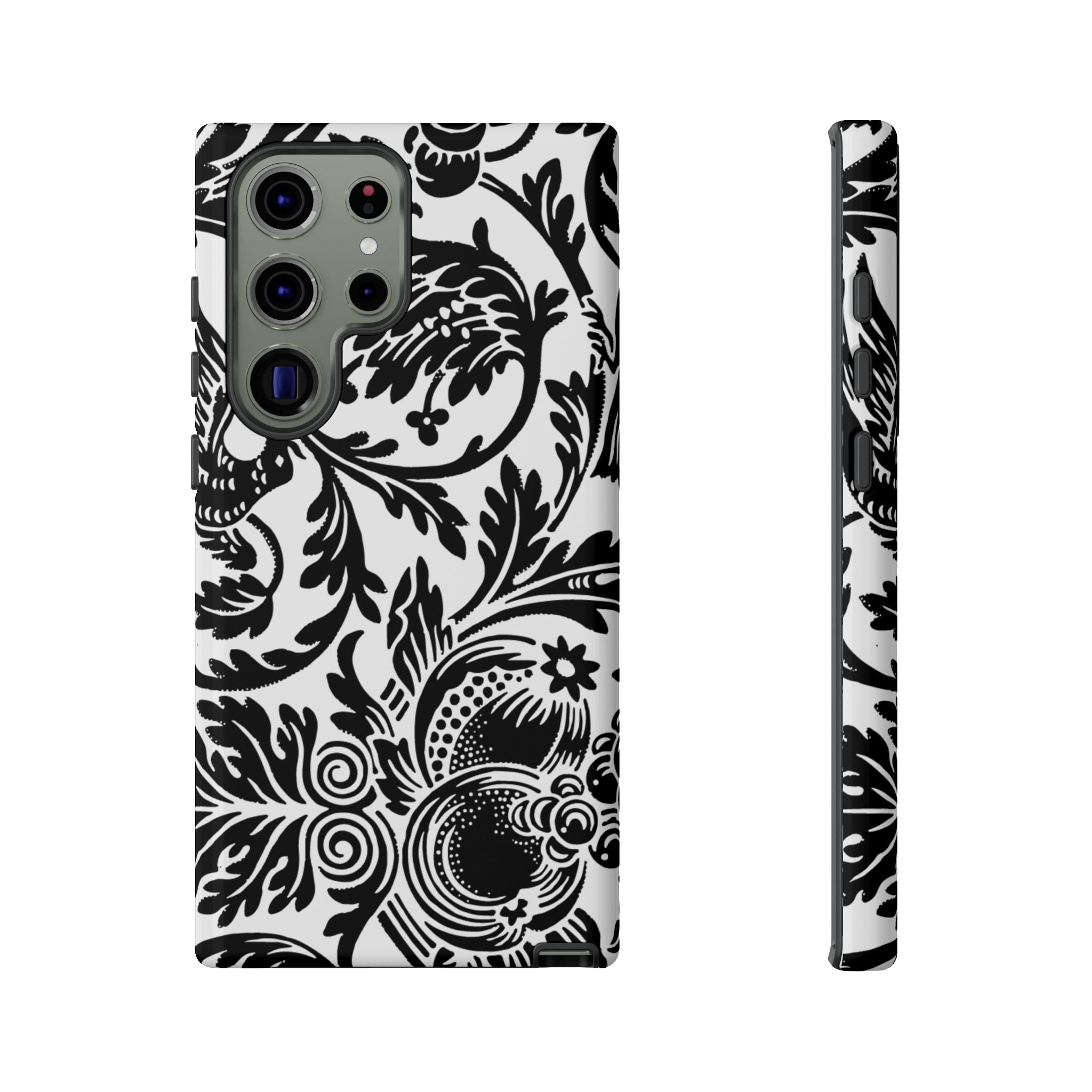 Elegant Black Floral Phone Case, Tough Cases, Stylish Phone Protection, Gift for Her, Floral Design, Trendy Accessories