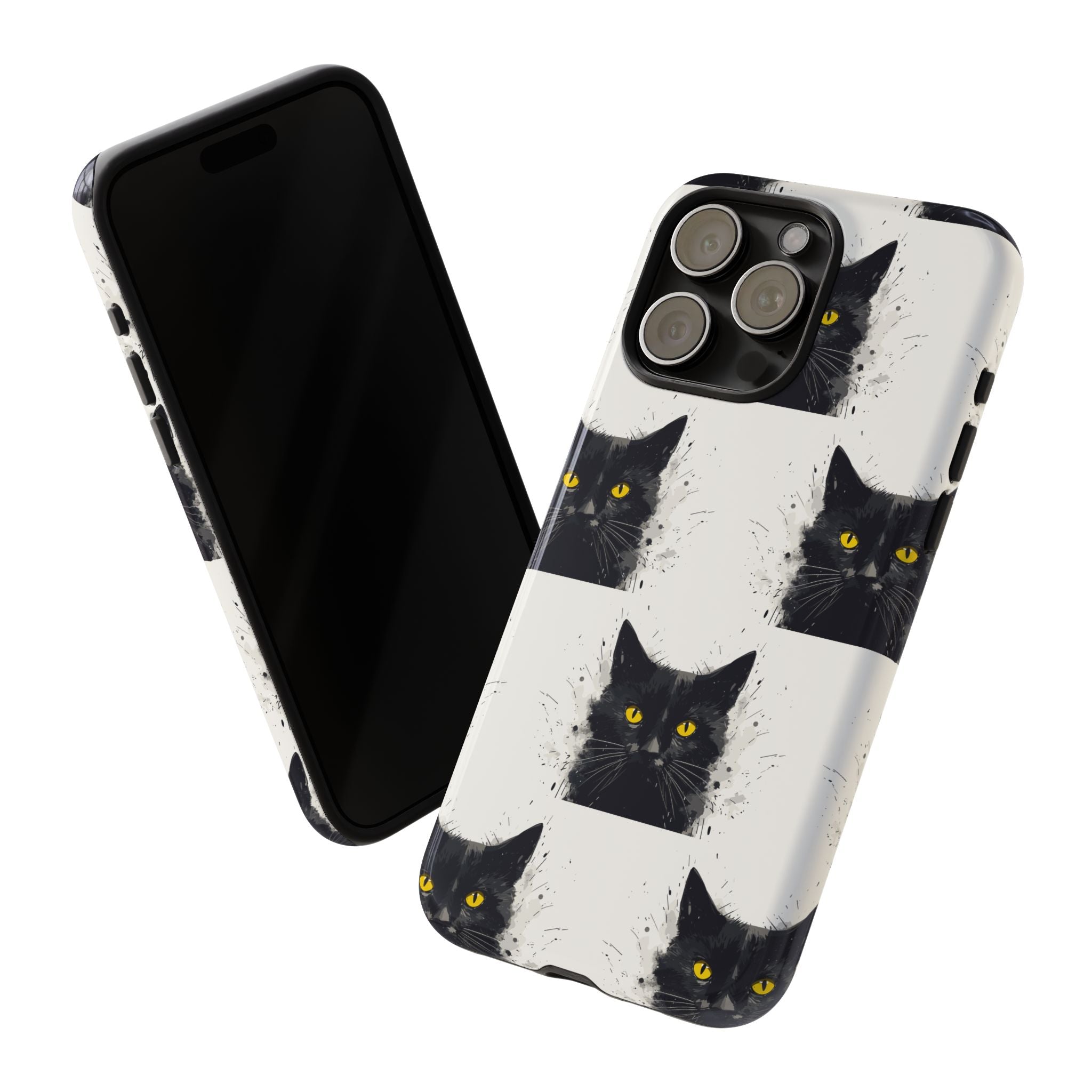 Black Cat Phone Case, Tough Cases, Cat Lover Gift, Unique Design, Halloween, Animal Accessories, Custom Phone Cover