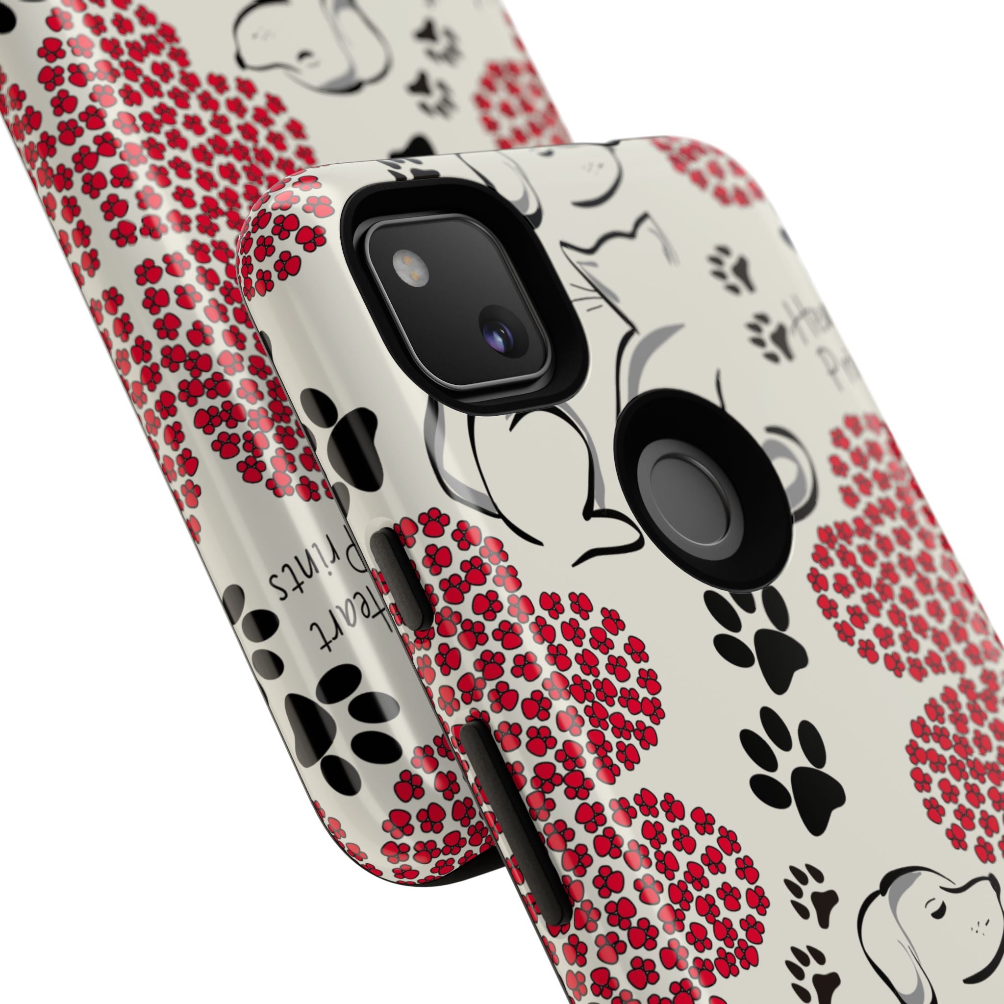 Stylish Phone Case with Heart Prints for Pet Lovers, Dog Lover Gift, Floral Pattern, Customizable Design, Cute Animal Accessories