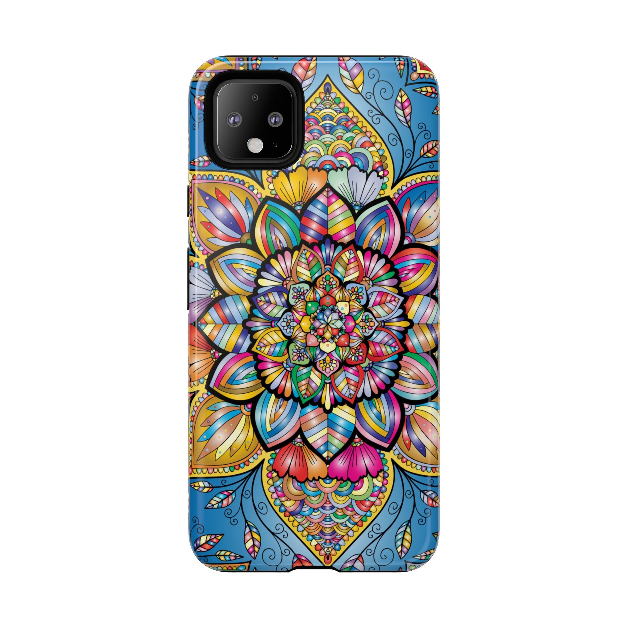 Vibrant Floral Phone Case, Tough Phone Cover, Colorful Mobile Accessory, Artistic Gift, Mandala Design, Everyday Use