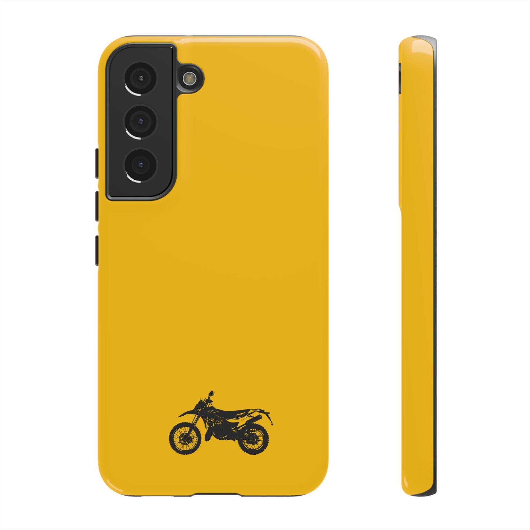 Motorcycle Phone Case, Tough Phone Cover, Gift for Bikers, Durable Tech Accessory, Yellow Motorcycle Design