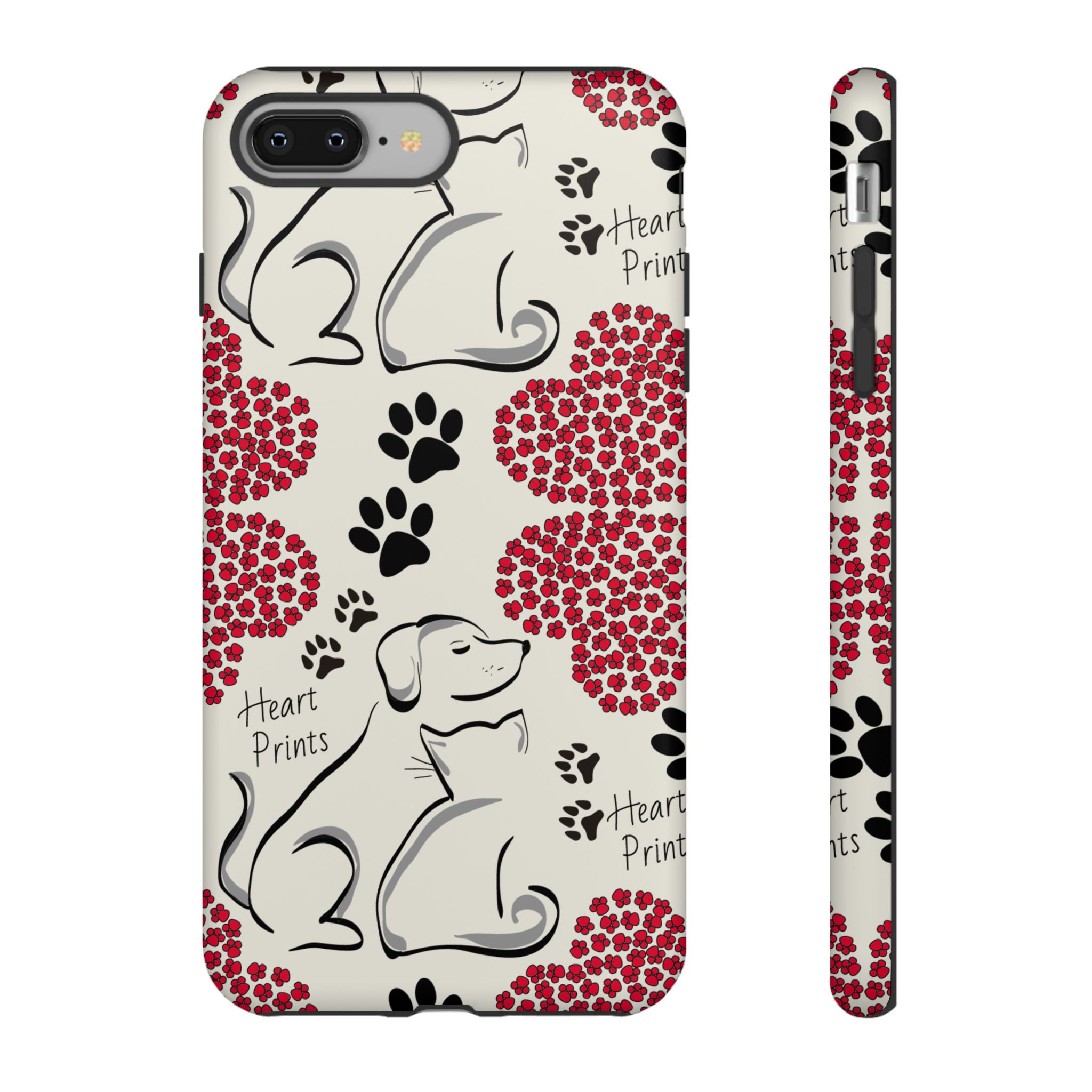 Stylish Phone Case with Heart Prints for Pet Lovers, Dog Lover Gift, Floral Pattern, Customizable Design, Cute Animal Accessories