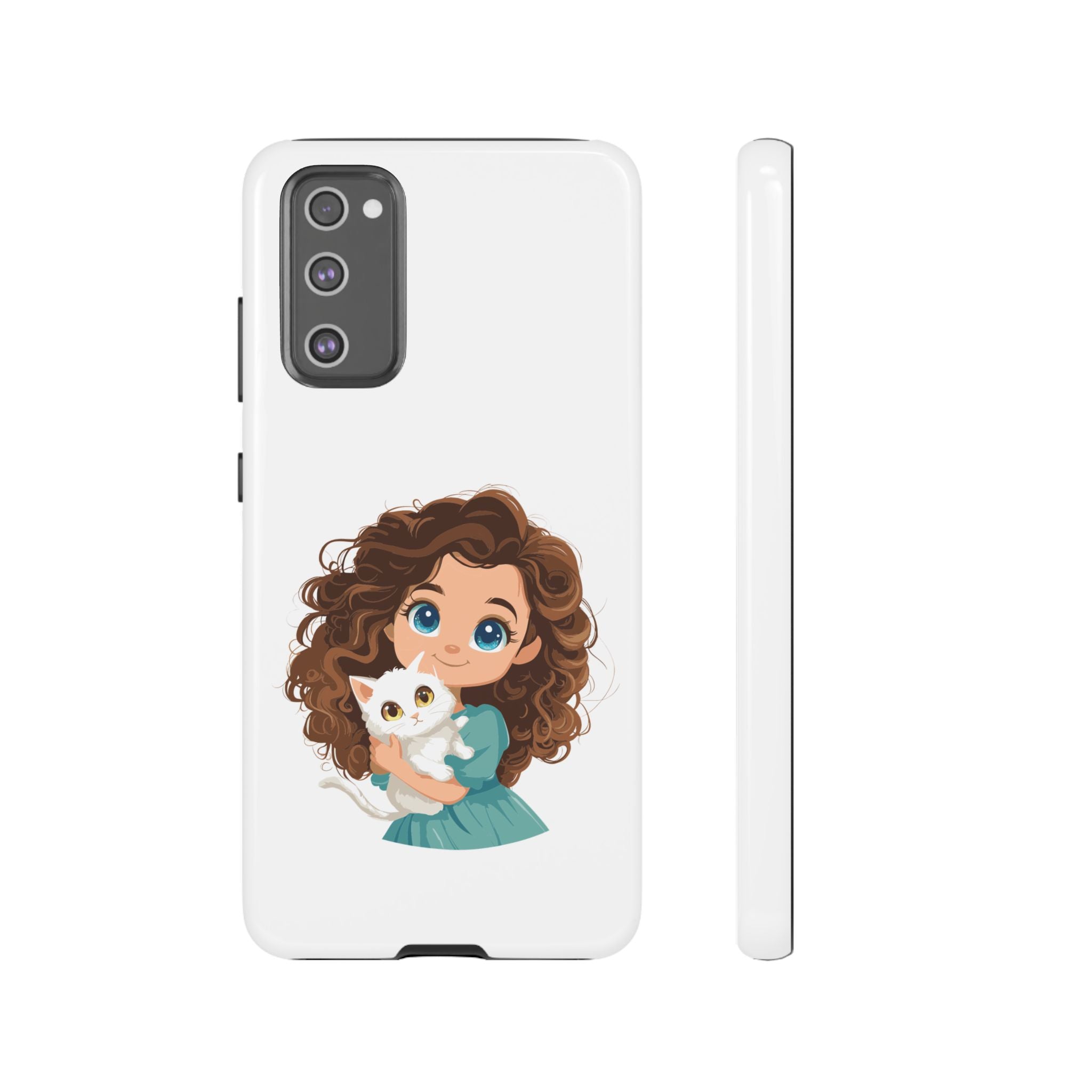 Cute Cat Lover Phone Case, Tough Phone Cover, Pet Lover Gift, Personalized Gift, Kids Phone Case, Animal Lover Accessories