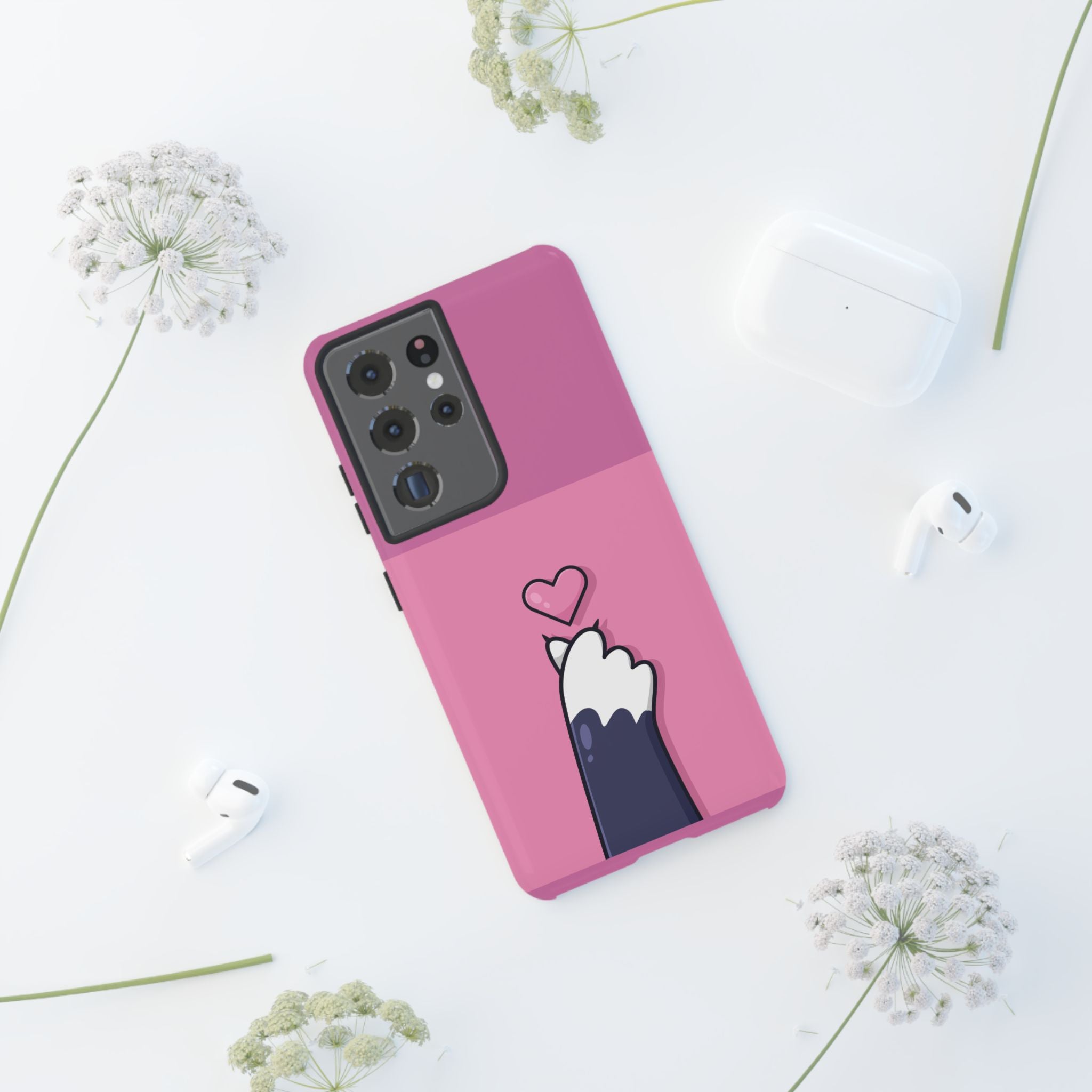 Cute Cat Paw Phone Case, Playful Pet Lover Gift, Animal Print Phone Cover, Heart Design Case, Fun Feminine Case, Kawaii Style