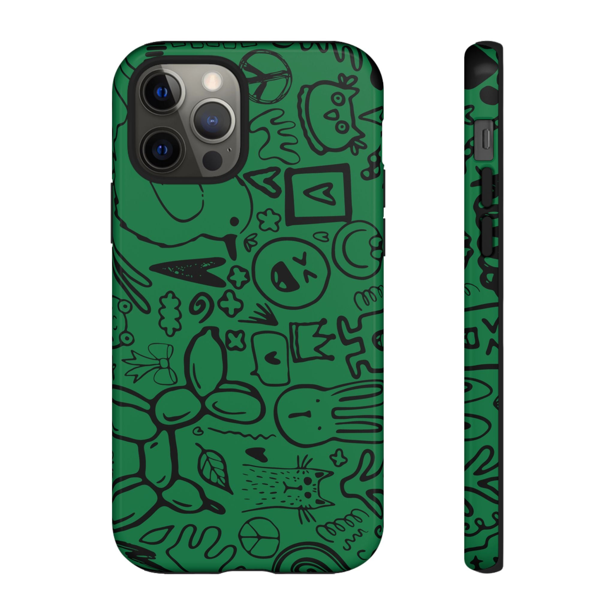 Playful Phone Case, Vibrant Green Tough Case, Quirky Graphic Design, Unique Gift for Kids, Fun Accessories, Christmas, Birthday