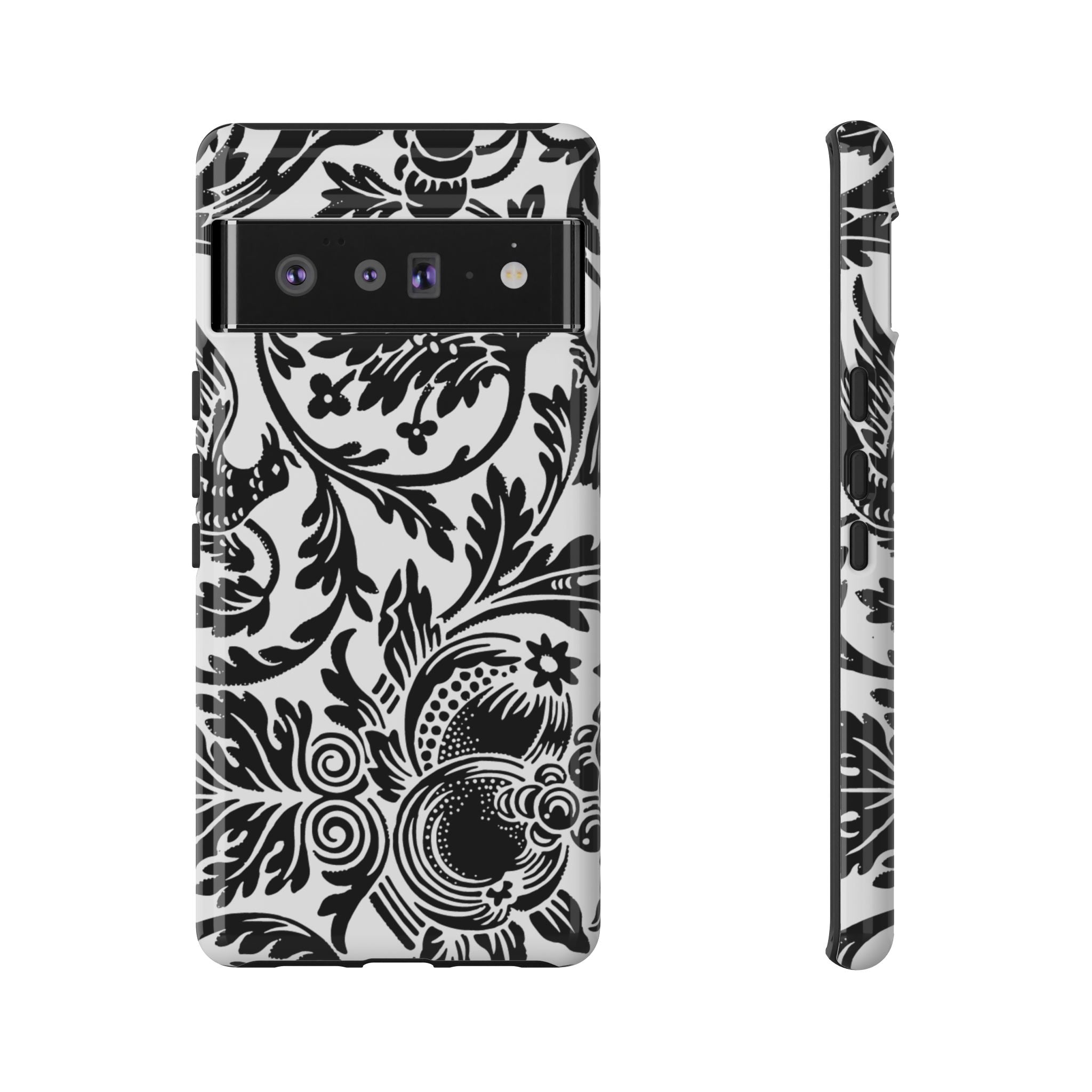 Elegant Black Floral Phone Case, Tough Cases, Stylish Phone Protection, Gift for Her, Floral Design, Trendy Accessories