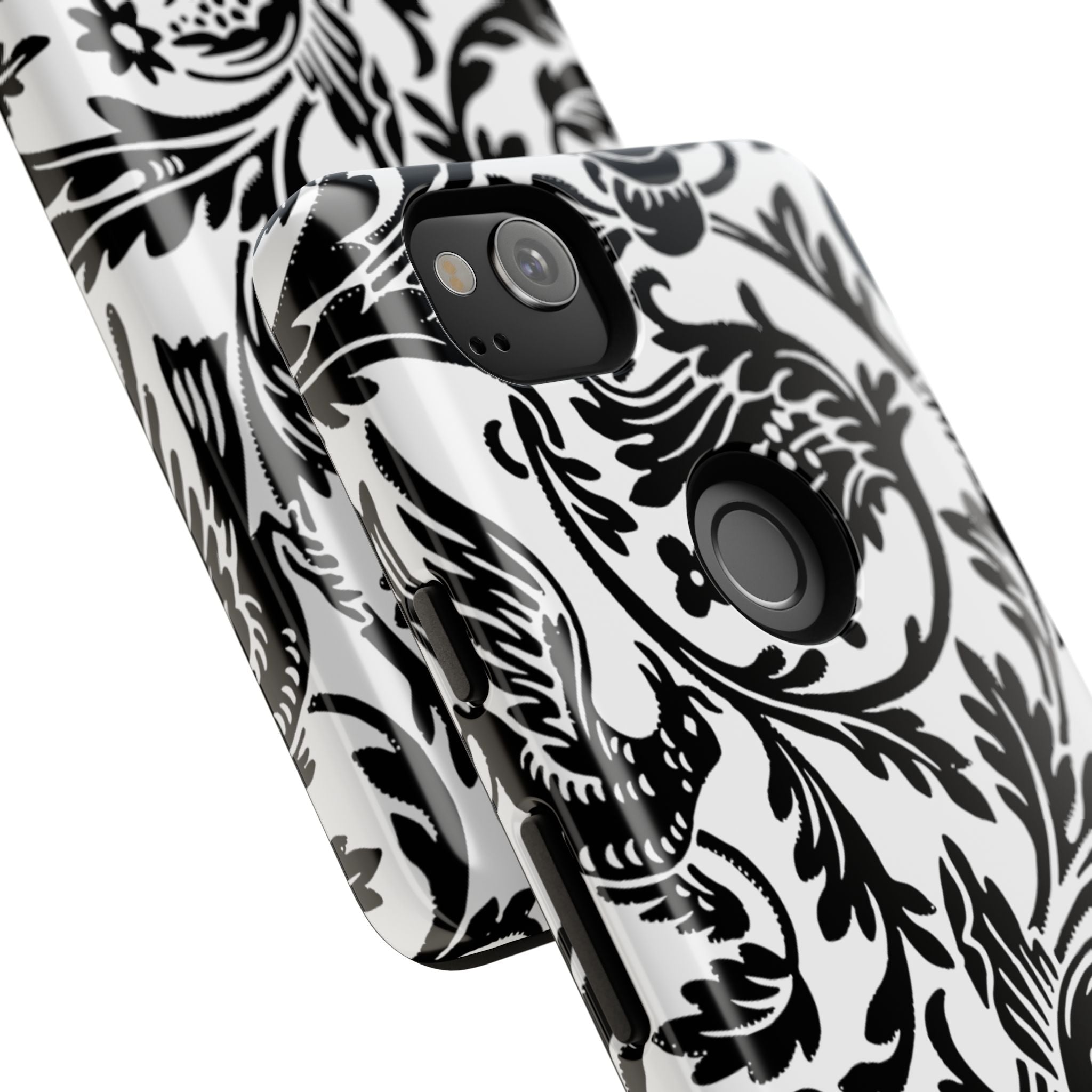 Elegant Black Floral Phone Case, Tough Cases, Stylish Phone Protection, Gift for Her, Floral Design, Trendy Accessories