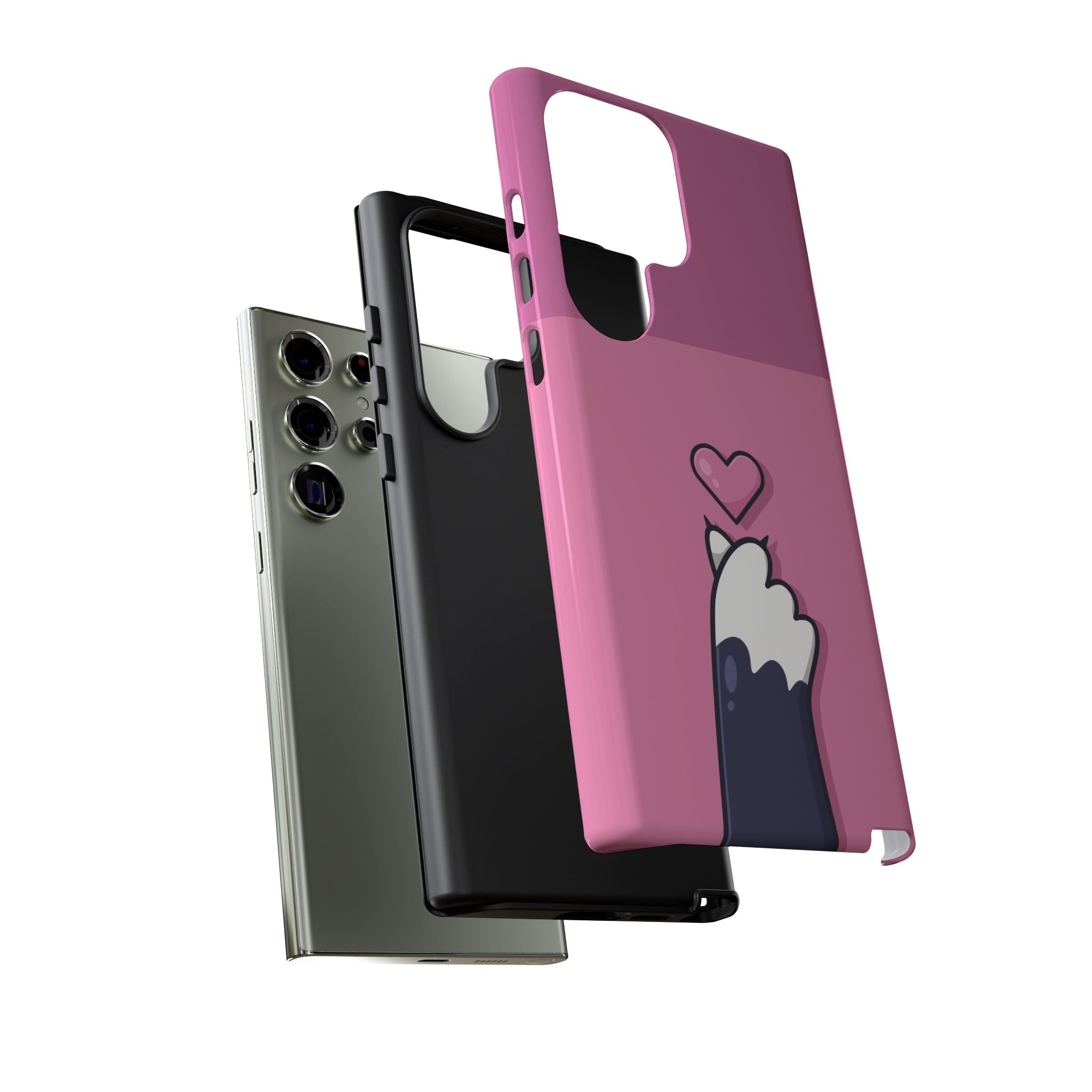 Cute Cat Paw Phone Case, Playful Pet Lover Gift, Animal Print Phone Cover, Heart Design Case, Fun Feminine Case, Kawaii Style