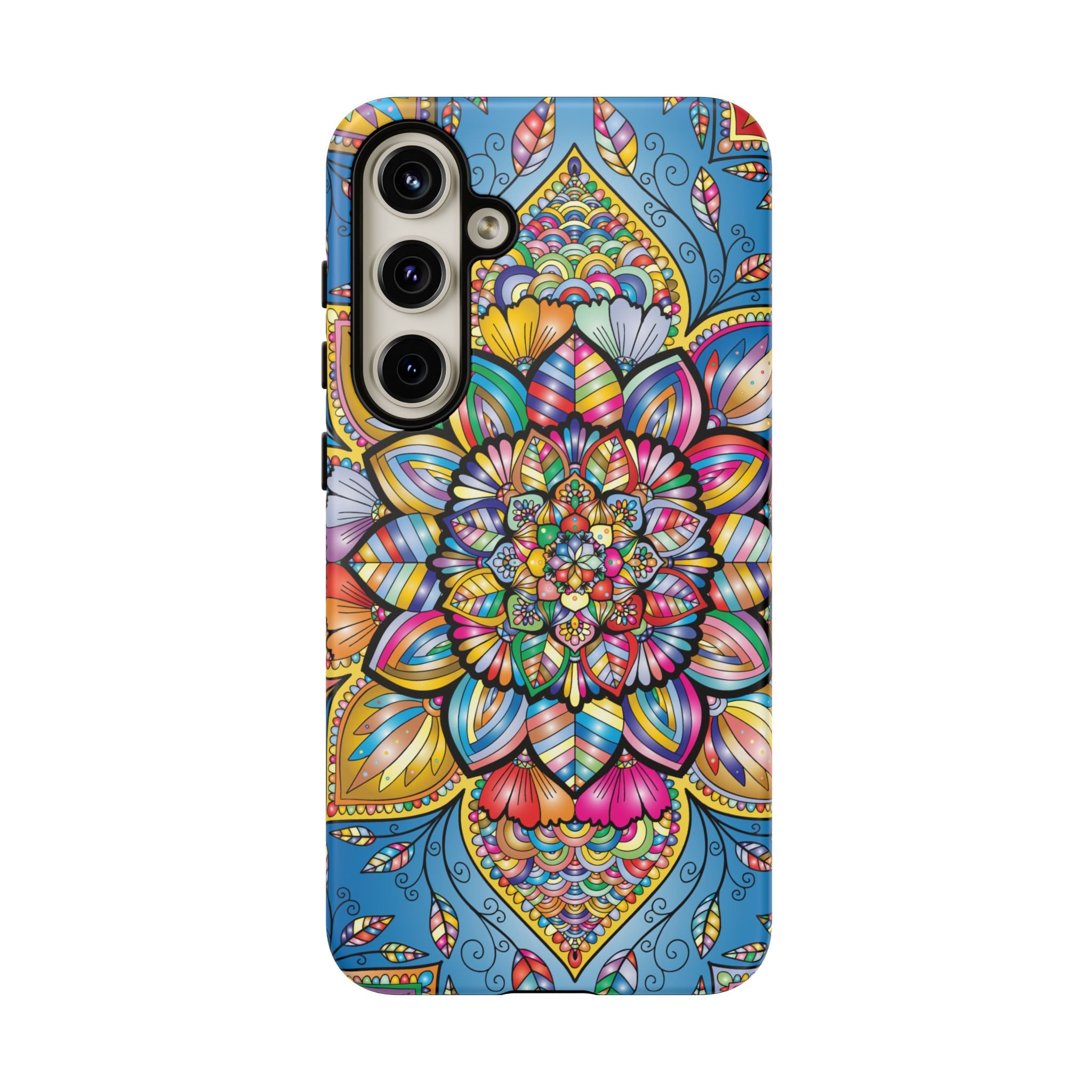 Vibrant Floral Phone Case, Tough Phone Cover, Colorful Mobile Accessory, Artistic Gift, Mandala Design, Everyday Use