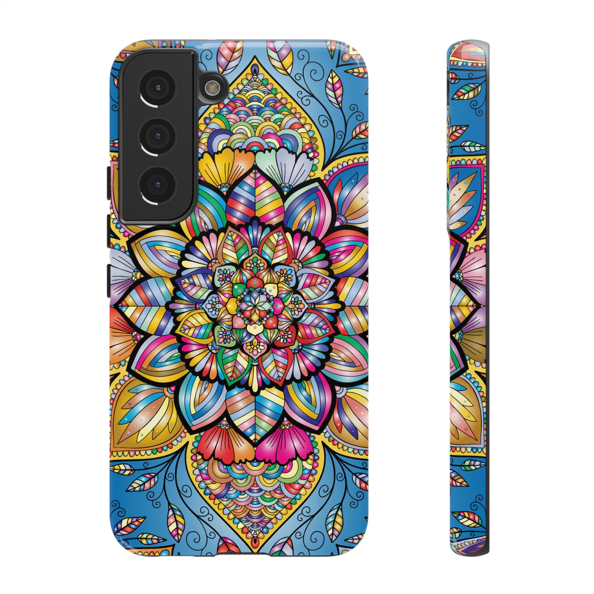 Vibrant Floral Phone Case, Tough Phone Cover, Colorful Mobile Accessory, Artistic Gift, Mandala Design, Everyday Use