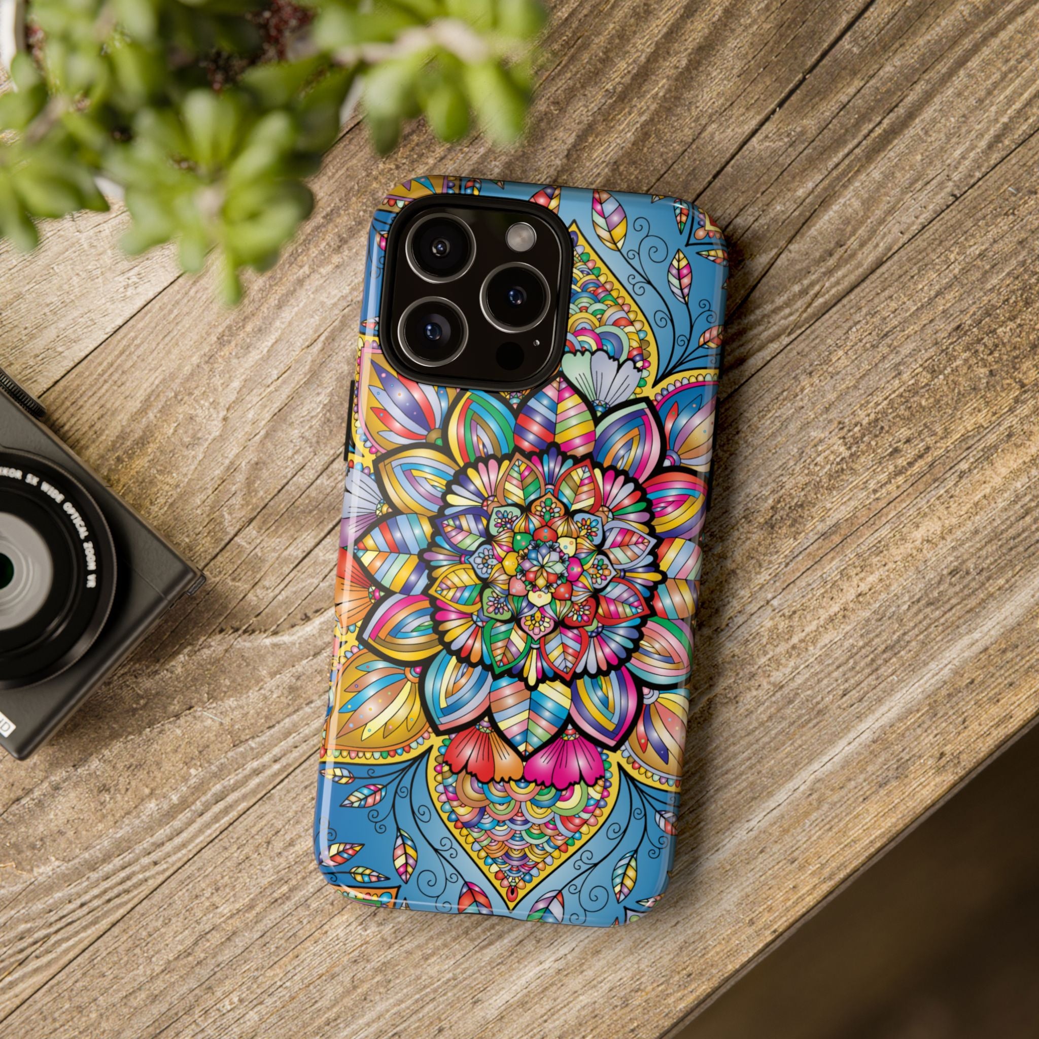 Vibrant Floral Phone Case, Tough Phone Cover, Colorful Mobile Accessory, Artistic Gift, Mandala Design, Everyday Use