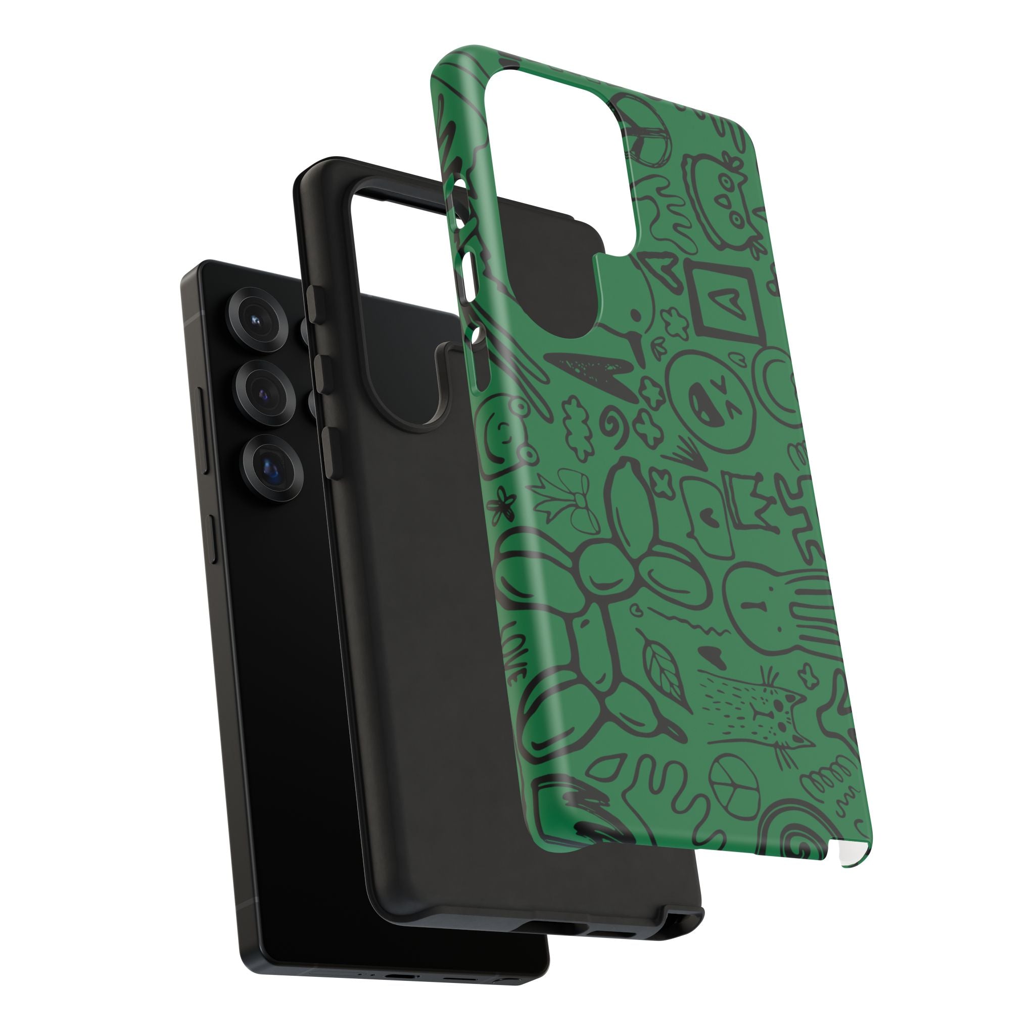 Playful Phone Case, Vibrant Green Tough Case, Quirky Graphic Design, Unique Gift for Kids, Fun Accessories, Christmas, Birthday