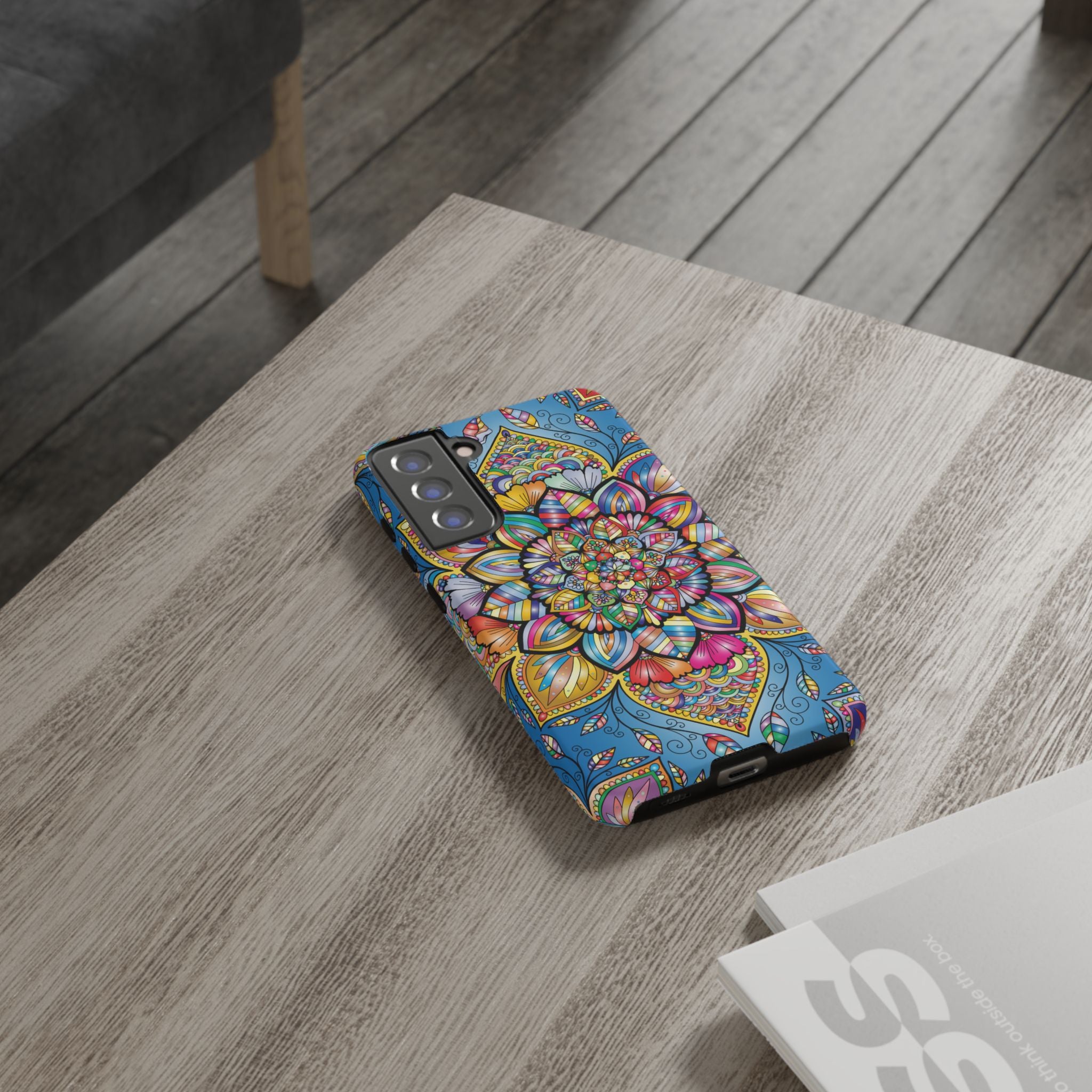 Vibrant Floral Phone Case, Tough Phone Cover, Colorful Mobile Accessory, Artistic Gift, Mandala Design, Everyday Use