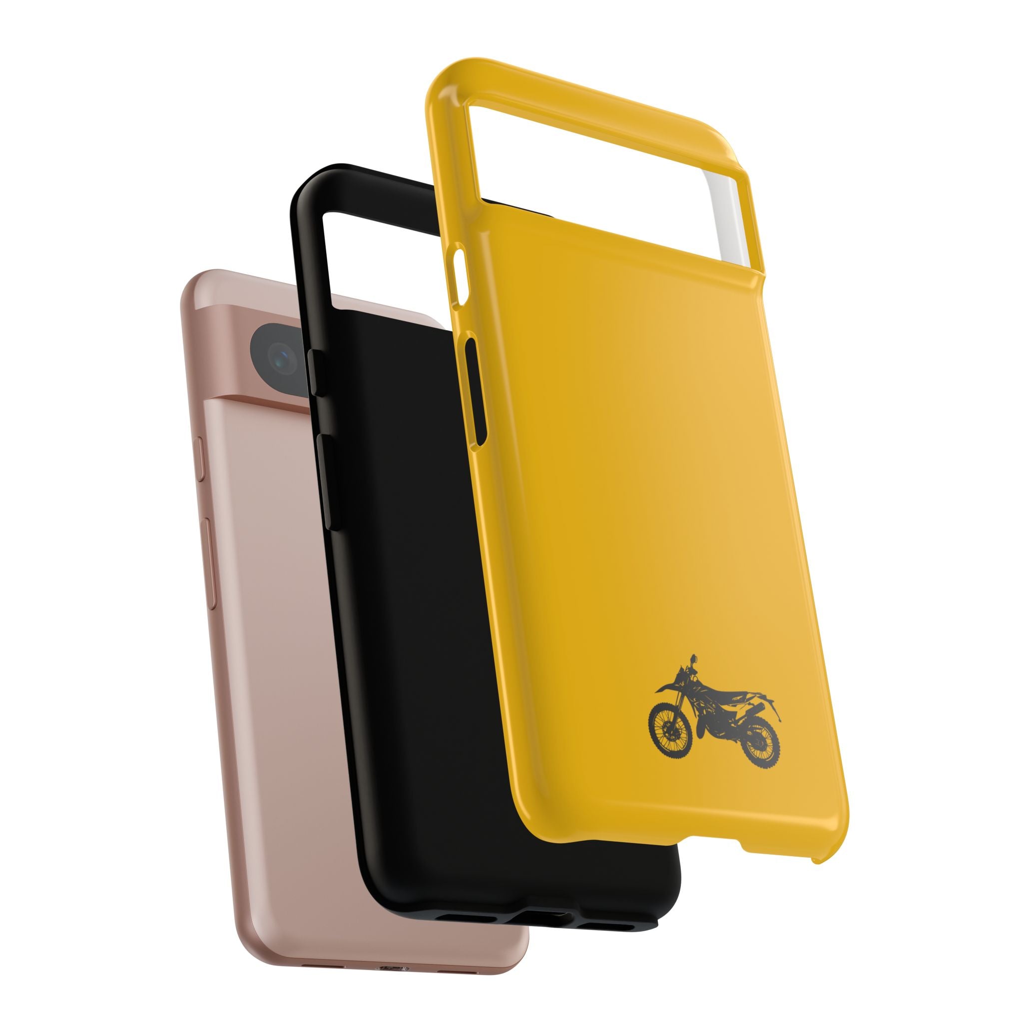 Motorcycle Phone Case, Tough Phone Cover, Gift for Bikers, Durable Tech Accessory, Yellow Motorcycle Design