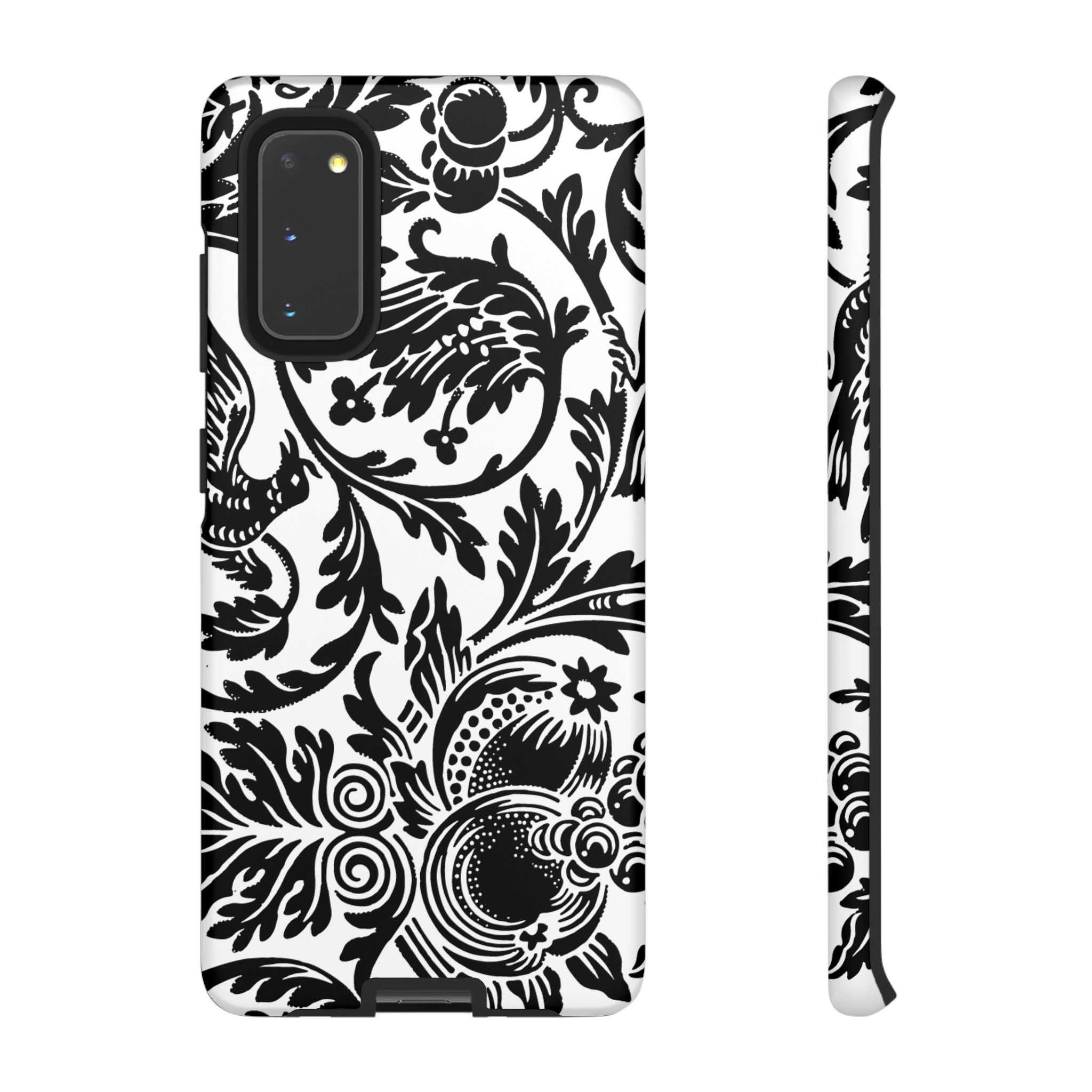 Elegant Black Floral Phone Case, Tough Cases, Stylish Phone Protection, Gift for Her, Floral Design, Trendy Accessories