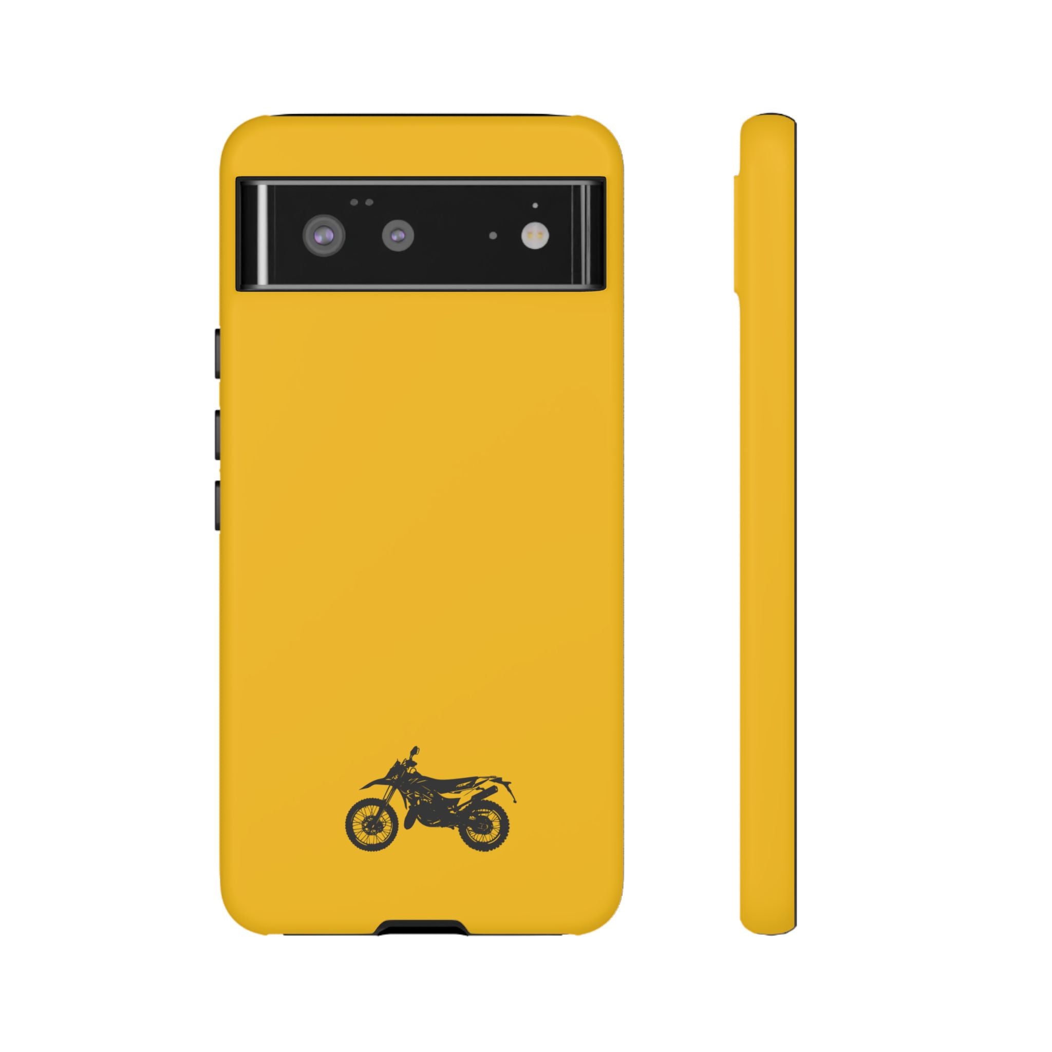 Motorcycle Phone Case, Tough Phone Cover, Gift for Bikers, Durable Tech Accessory, Yellow Motorcycle Design