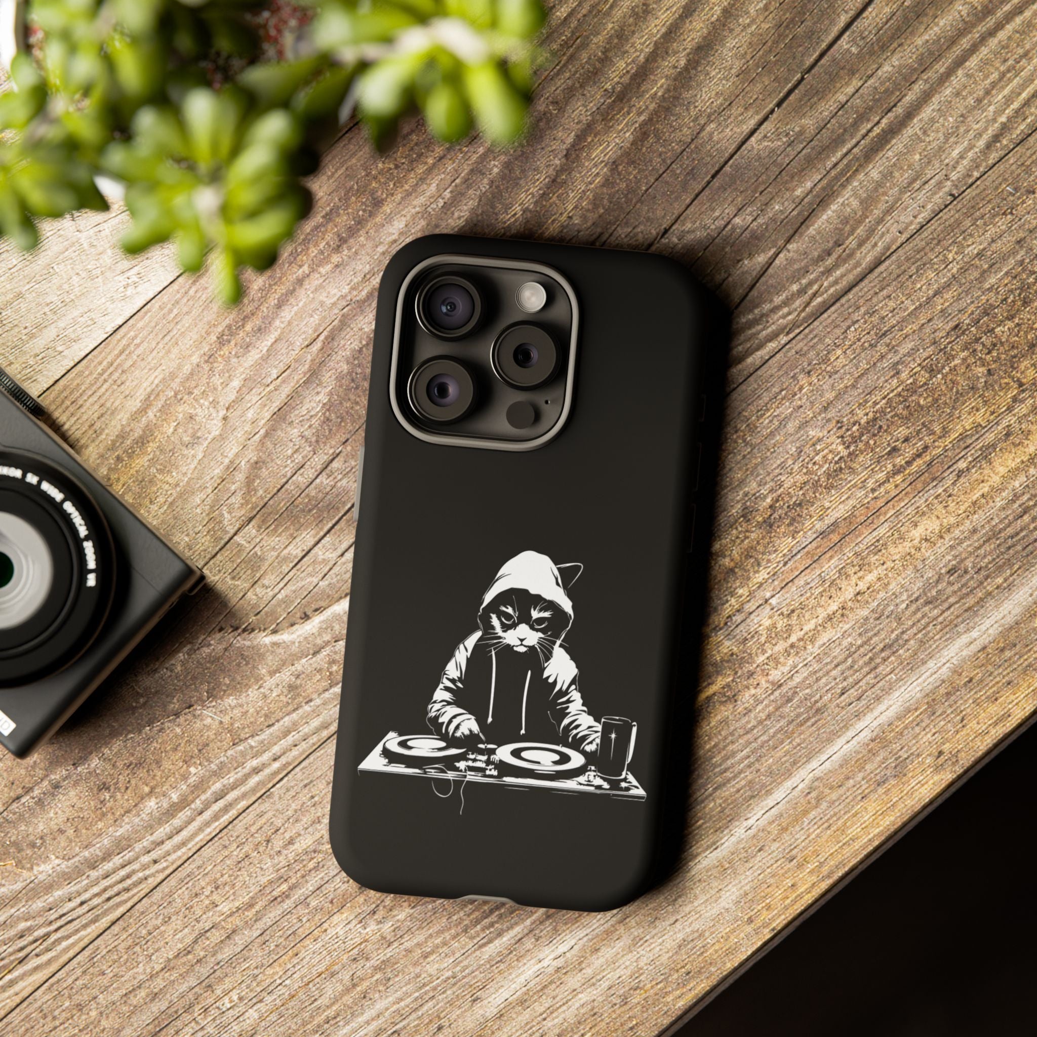 DJ Cat Phone Case, Tough Phone Cover, Pet Lover Gift, Music Enthusiast Accessory, Cute Cat Decor, Unique Case Design