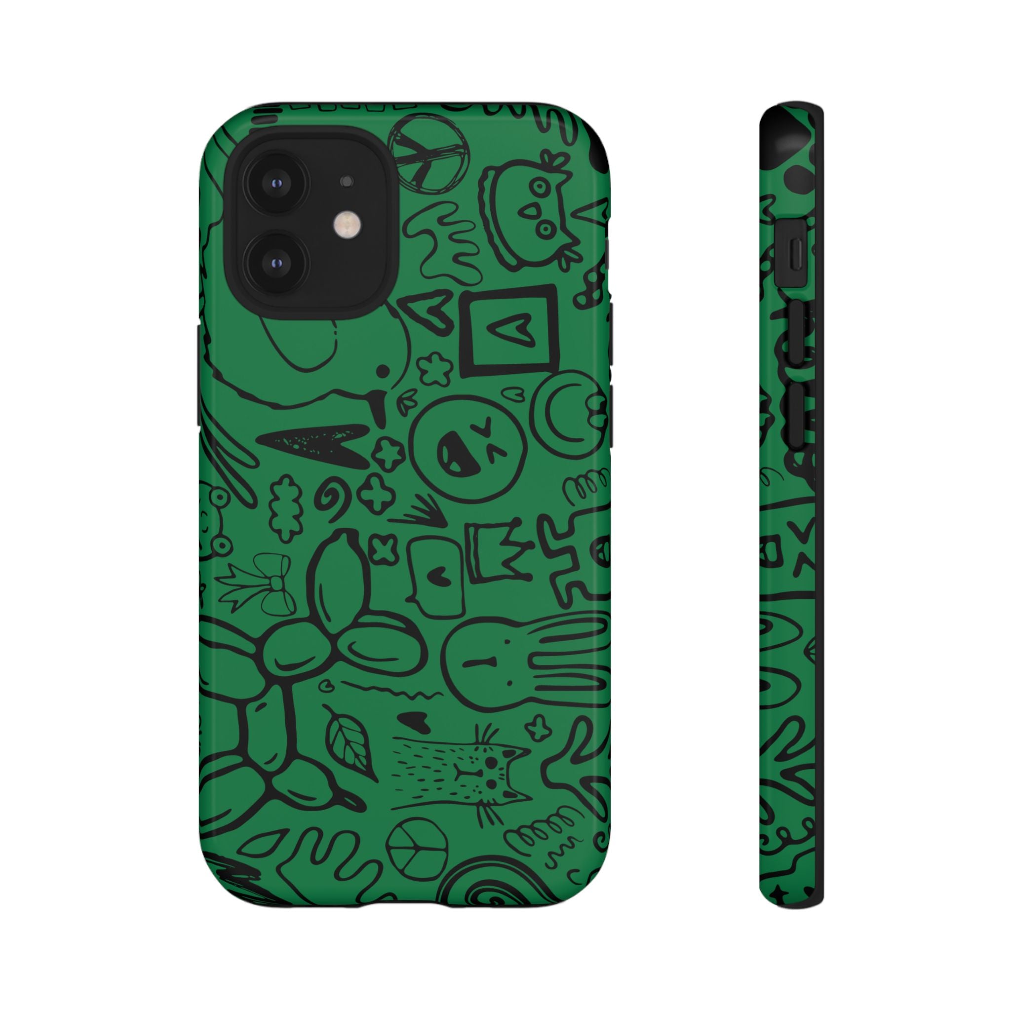 Playful Phone Case, Vibrant Green Tough Case, Quirky Graphic Design, Unique Gift for Kids, Fun Accessories, Christmas, Birthday
