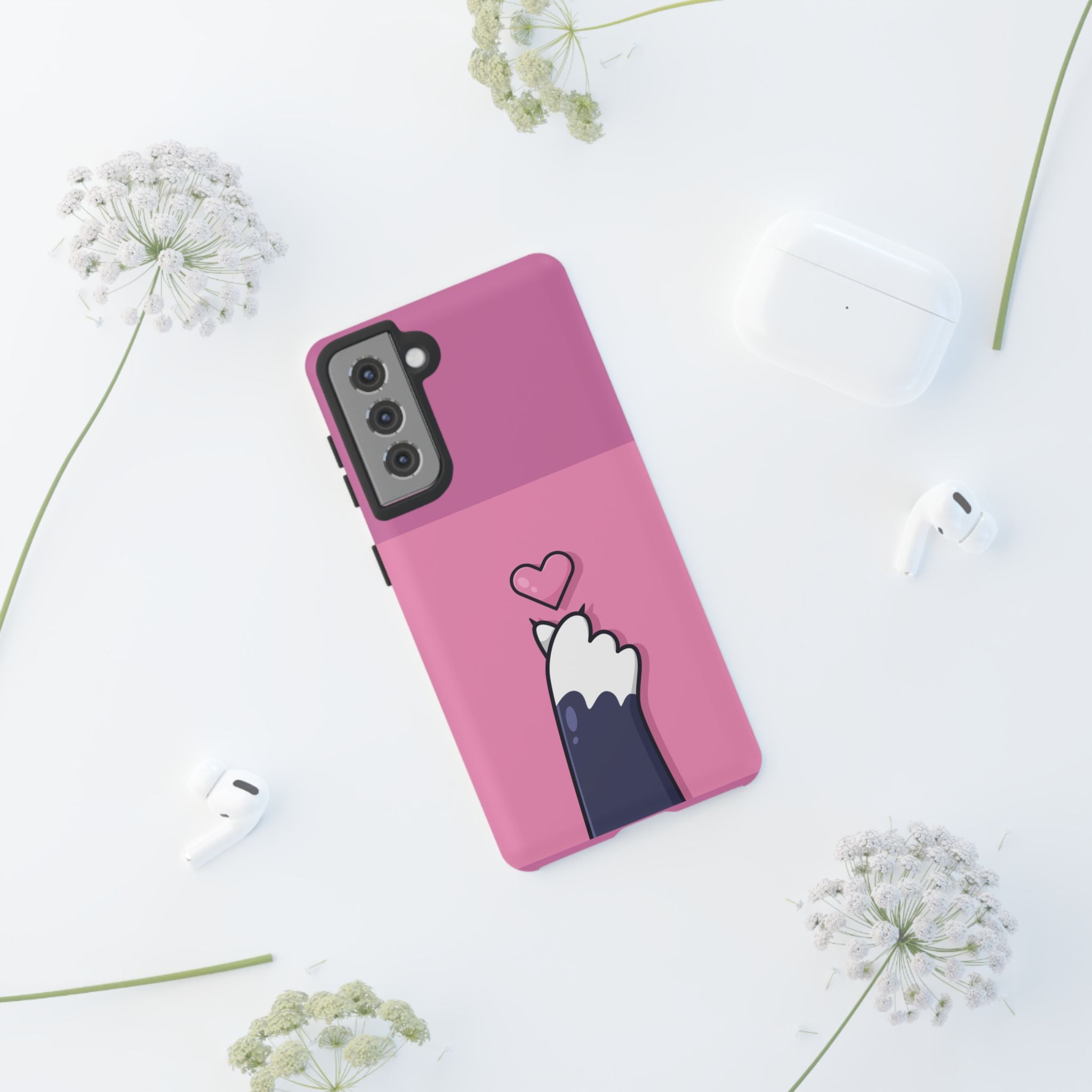 Cute Cat Paw Phone Case, Playful Pet Lover Gift, Animal Print Phone Cover, Heart Design Case, Fun Feminine Case, Kawaii Style