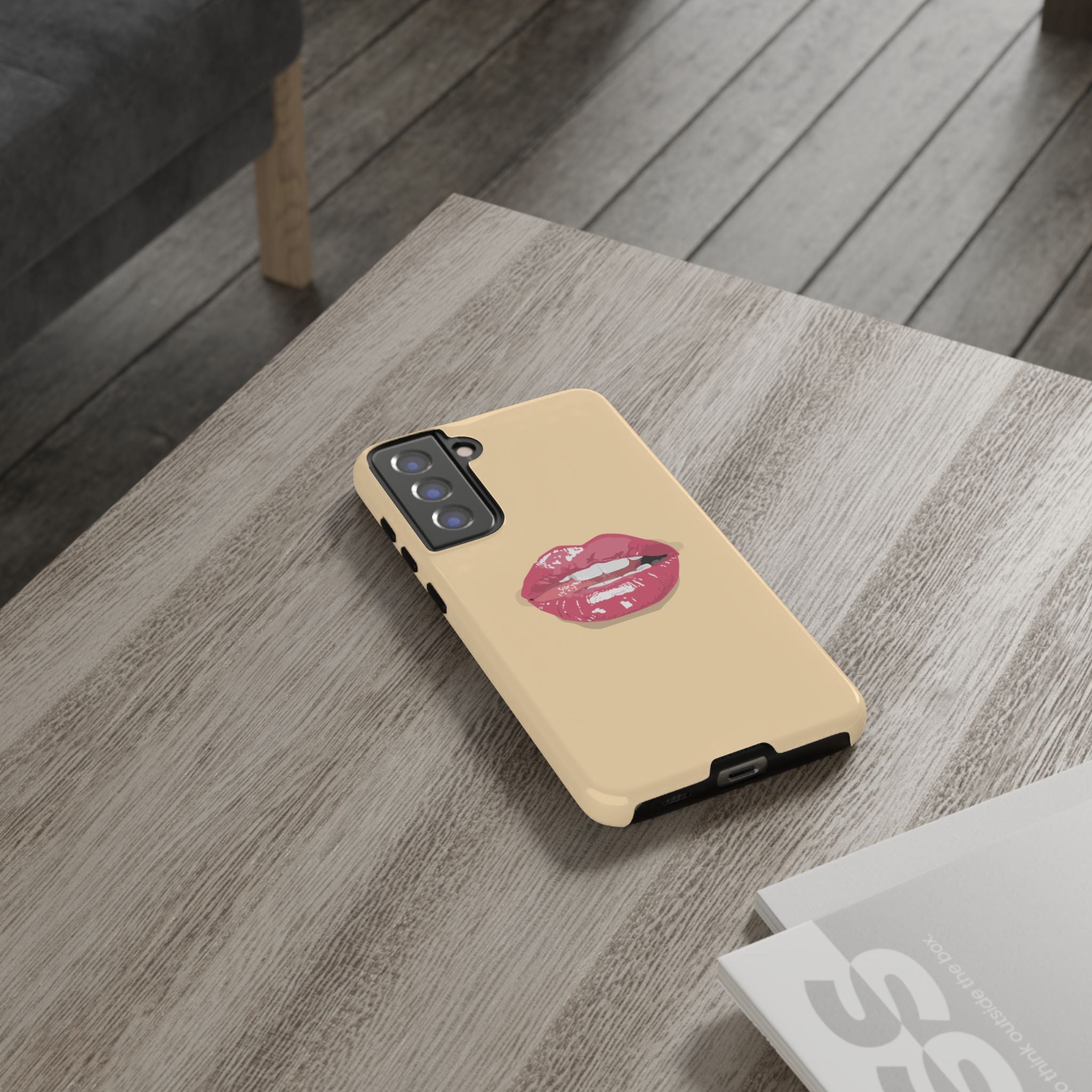 Stylish Phone Case with Lip Print, Trendy Mobile Cover, Fashion Accessory, Gift for Her, Cute Cell Phone Case