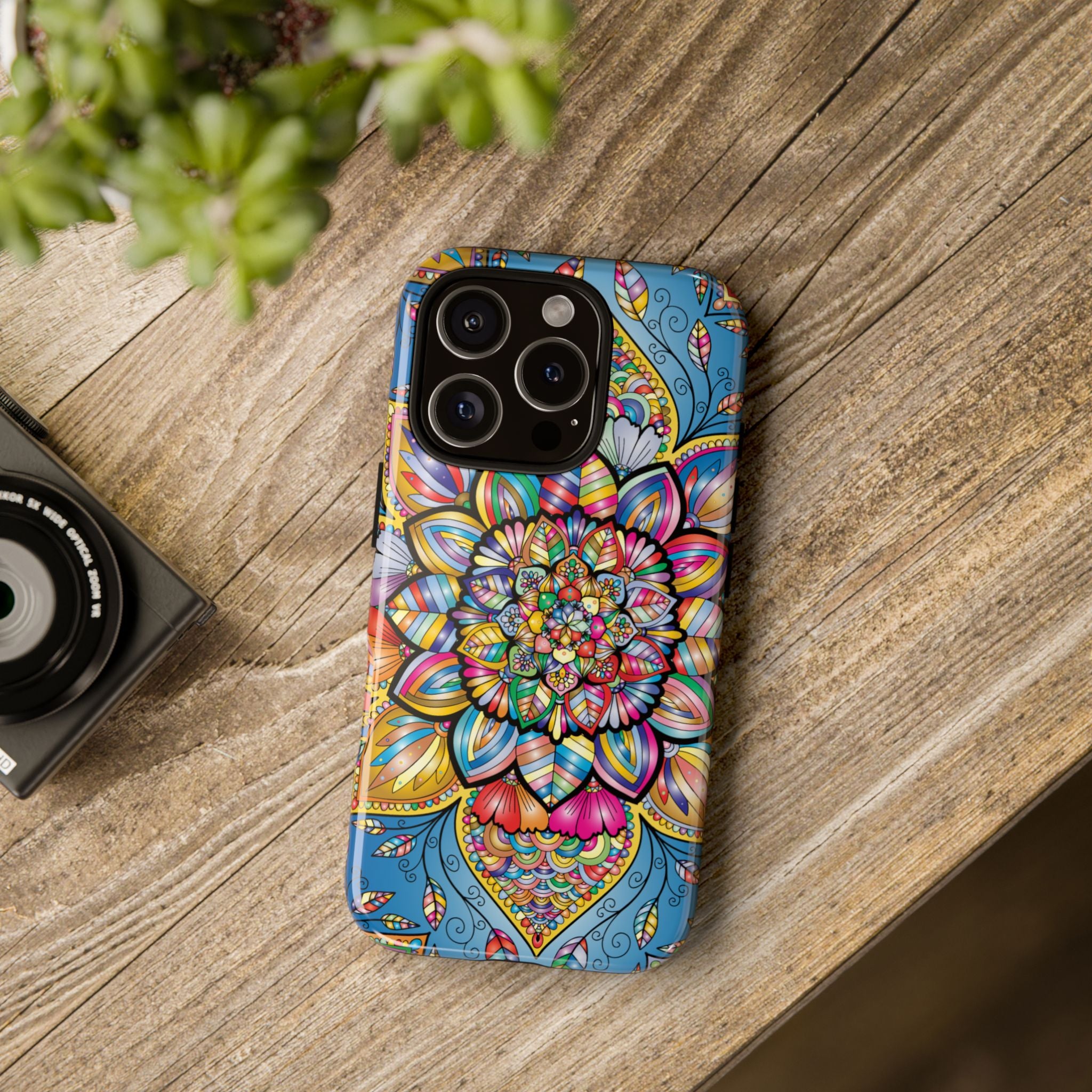 Vibrant Floral Phone Case, Tough Phone Cover, Colorful Mobile Accessory, Artistic Gift, Mandala Design, Everyday Use