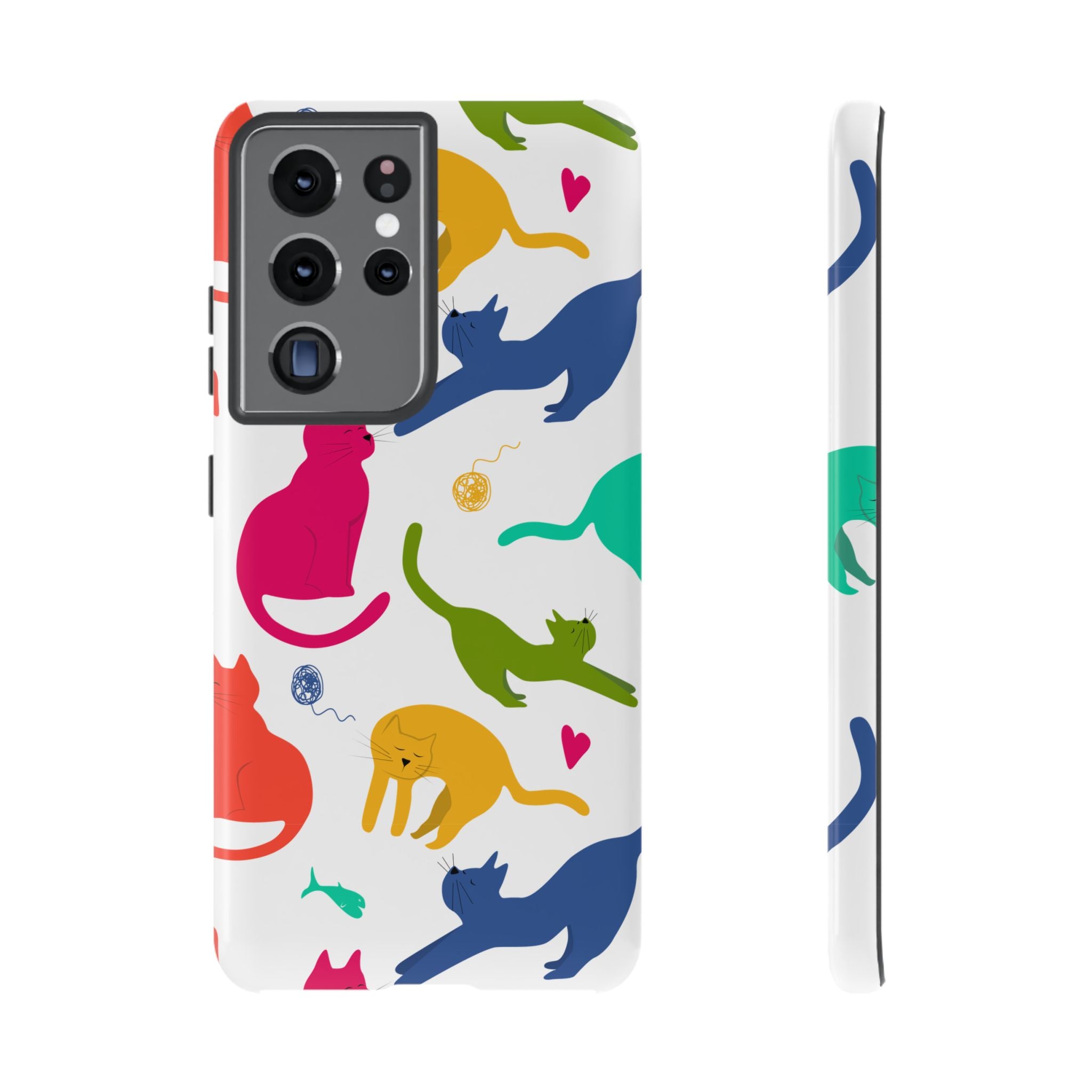 Colorful Cat Phone Case, Fun Pet Lover Gift, Tough Phone Cover, Cute Cat Accessories, Animal Theme Decor