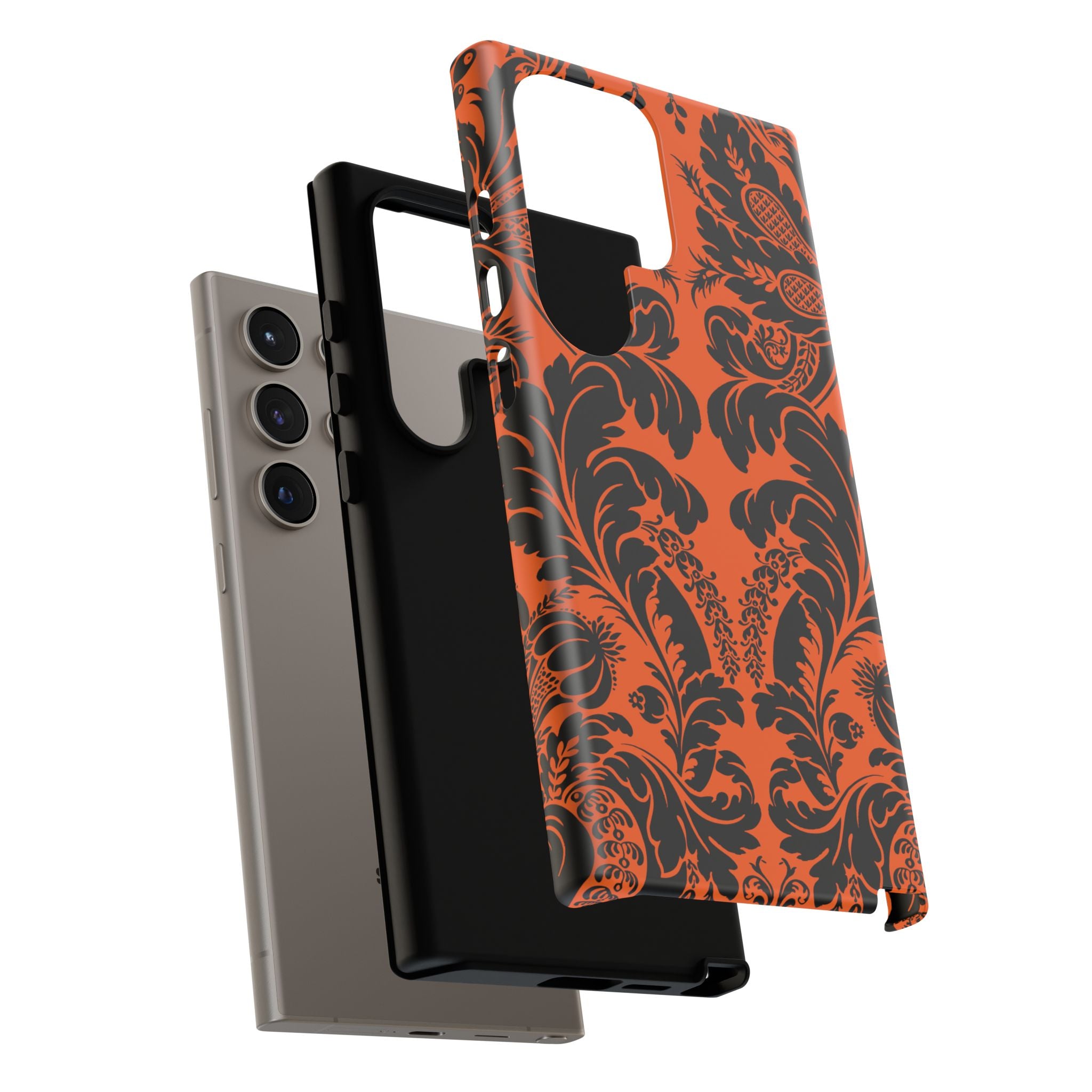 Elegant Phone Case with Orange Floral Design | Tough Cases, Smartphone Cover, Gift for Her, Floral Patterns, Stylish Accessories