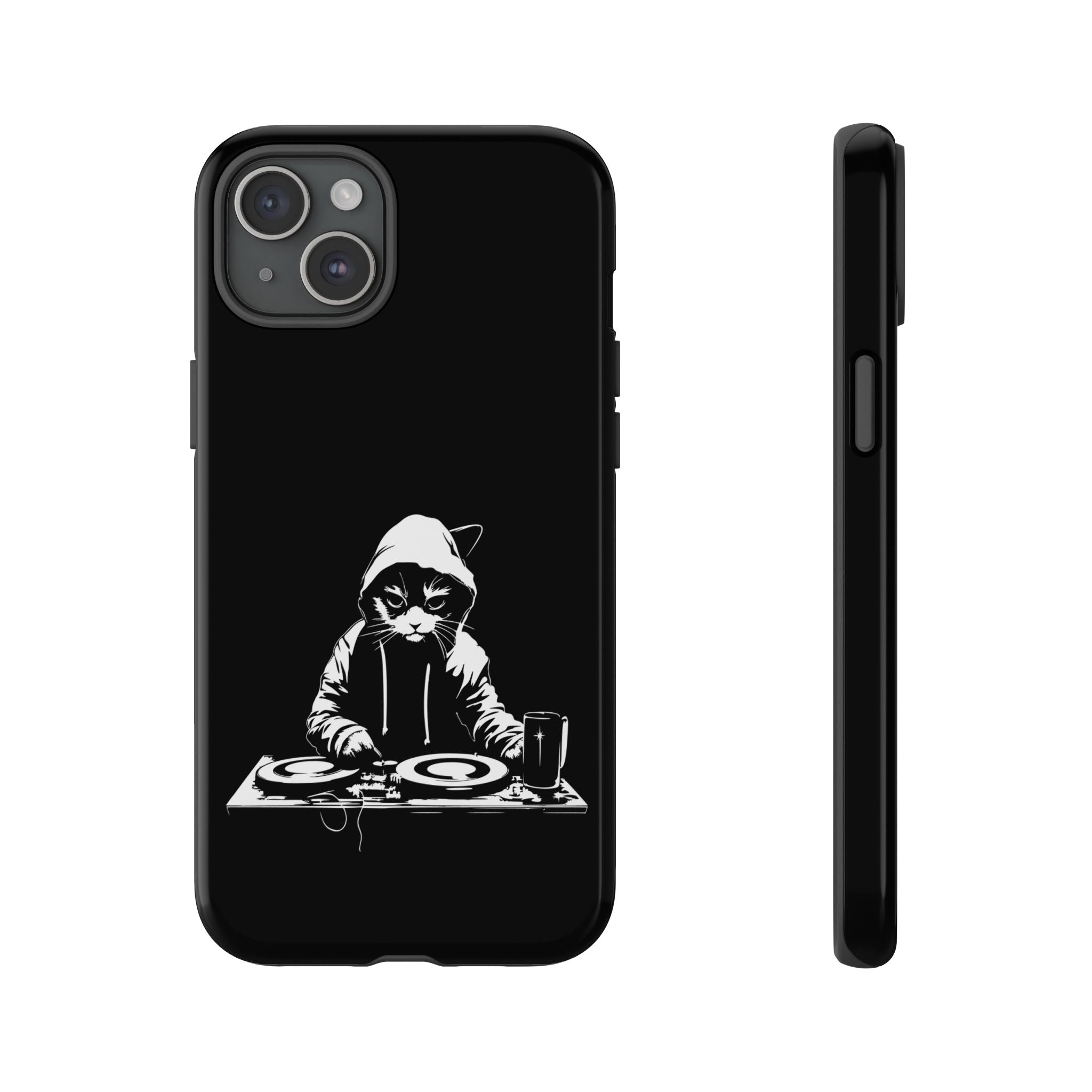 DJ Cat Phone Case, Tough Phone Cover, Pet Lover Gift, Music Enthusiast Accessory, Cute Cat Decor, Unique Case Design