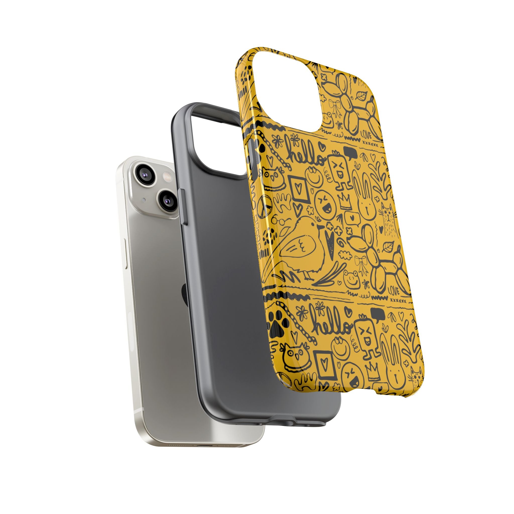 Vibrant Phone Case, Cute Yellow Floral iPhone Cover, Stylish Tough Case, Fun Phone Accessory, Perfect Gift for Teens