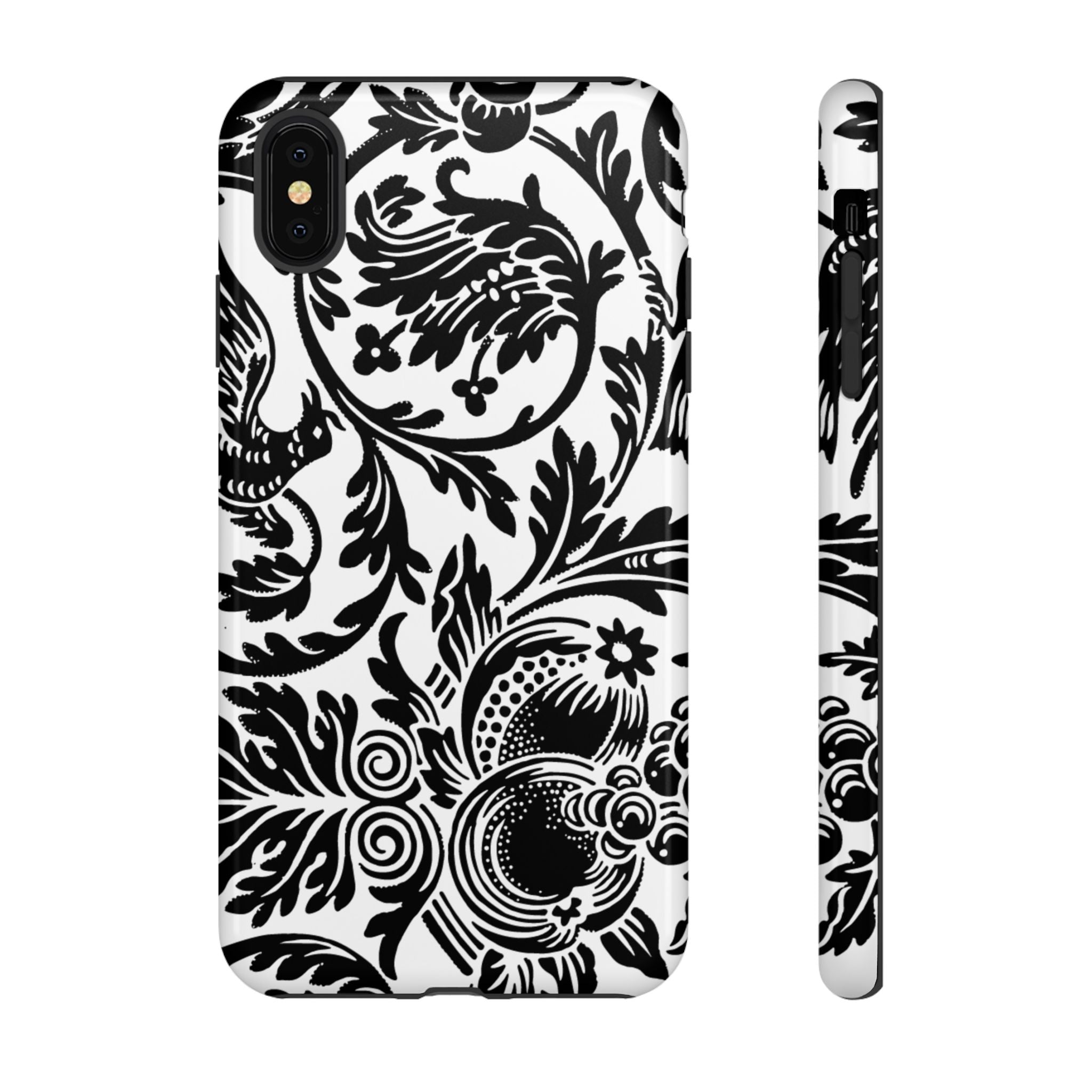 Elegant Black Floral Phone Case, Tough Cases, Stylish Phone Protection, Gift for Her, Floral Design, Trendy Accessories