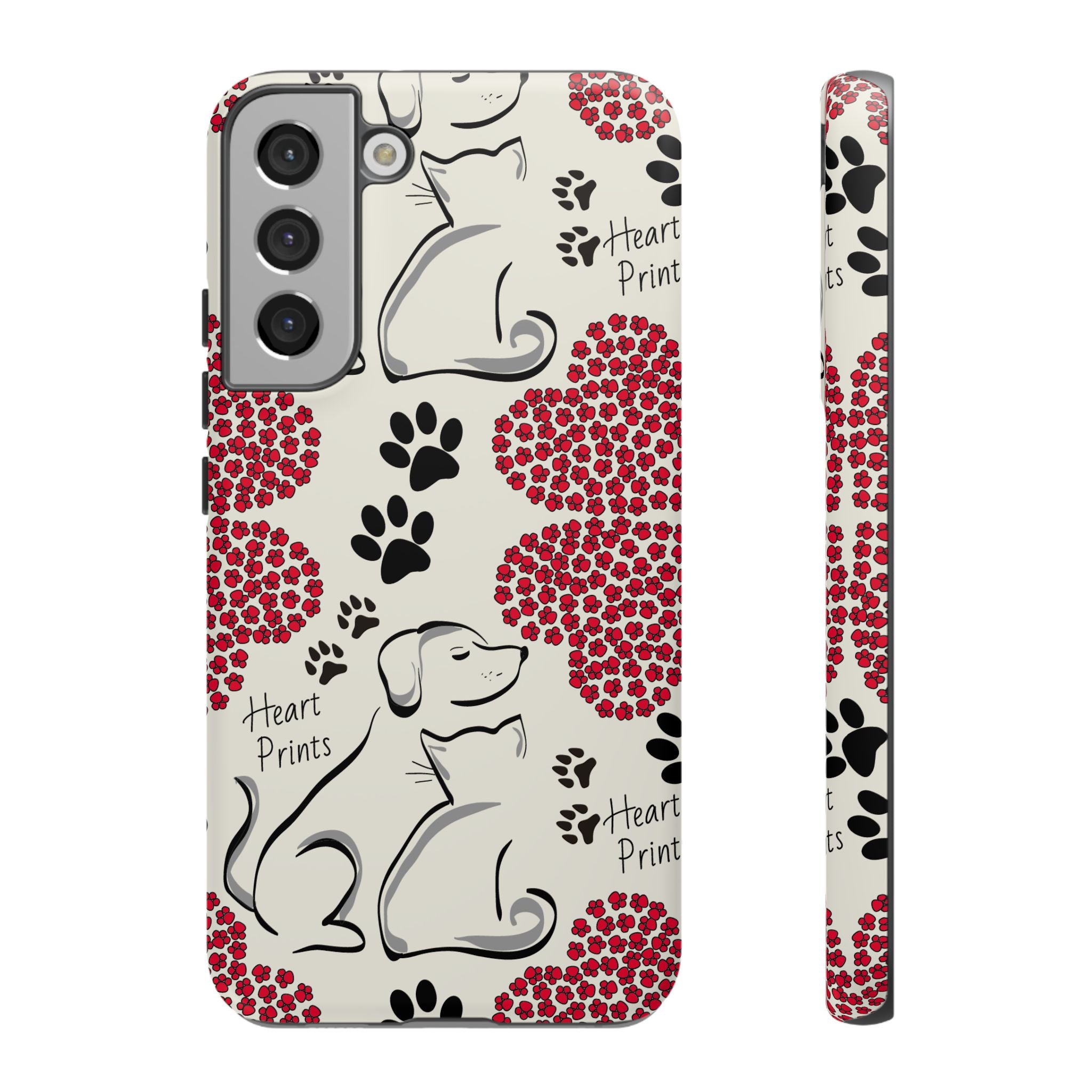 Stylish Phone Case with Heart Prints for Pet Lovers, Dog Lover Gift, Floral Pattern, Customizable Design, Cute Animal Accessories