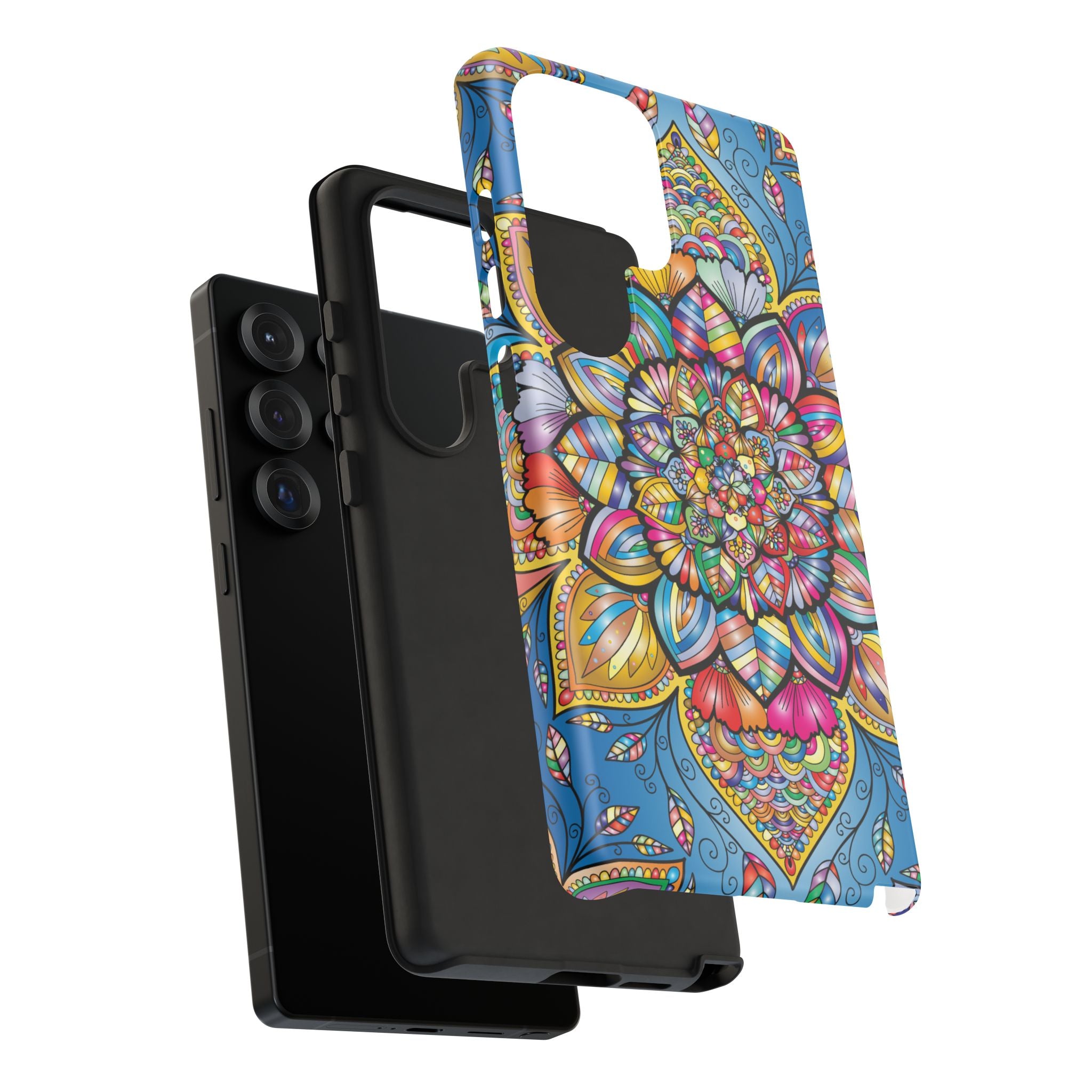 Vibrant Floral Phone Case, Tough Phone Cover, Colorful Mobile Accessory, Artistic Gift, Mandala Design, Everyday Use