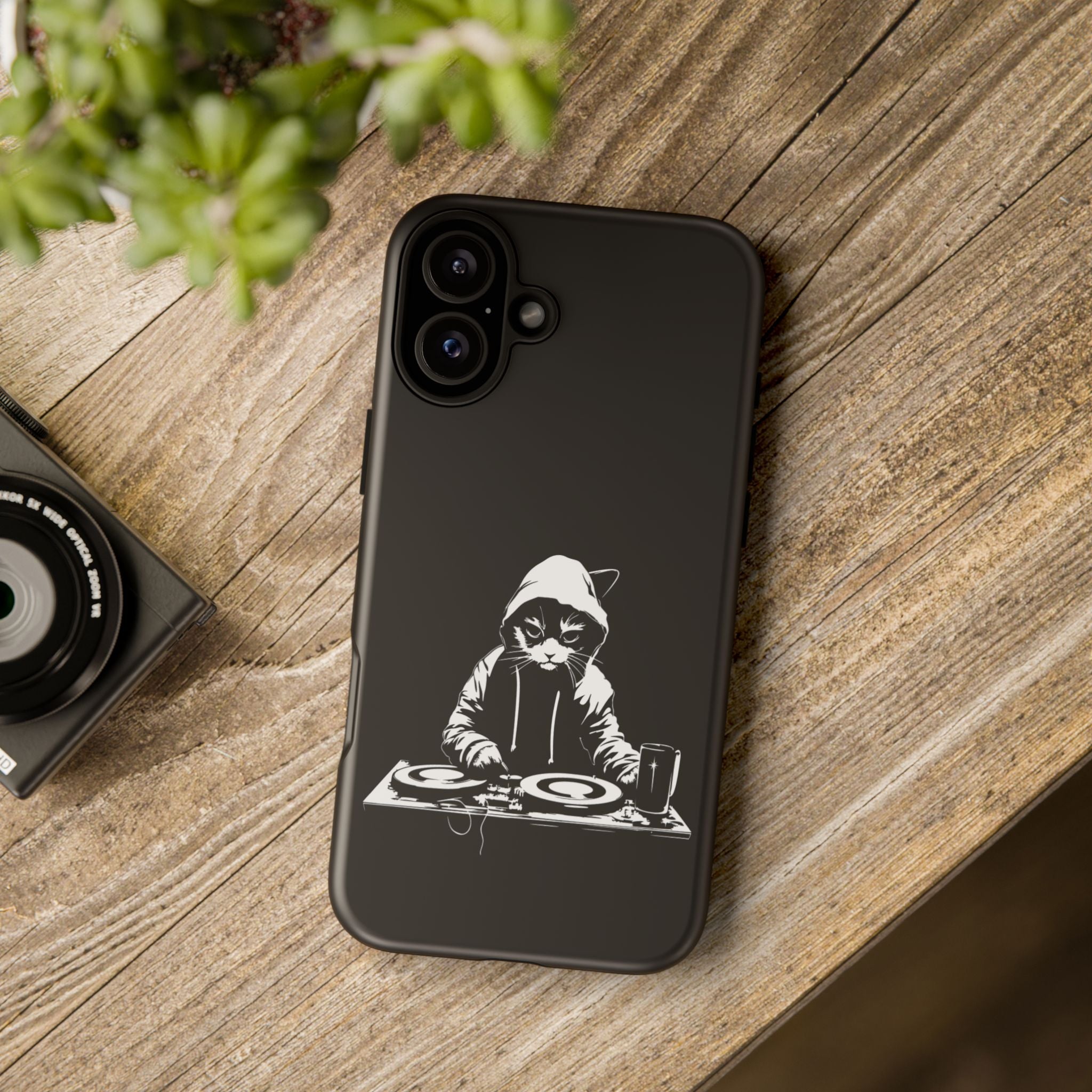 DJ Cat Phone Case, Tough Phone Cover, Pet Lover Gift, Music Enthusiast Accessory, Cute Cat Decor, Unique Case Design