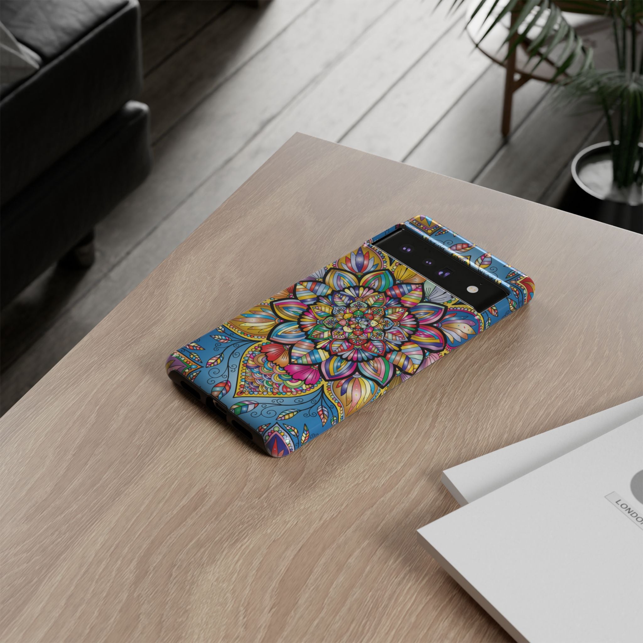 Vibrant Floral Phone Case, Tough Phone Cover, Colorful Mobile Accessory, Artistic Gift, Mandala Design, Everyday Use