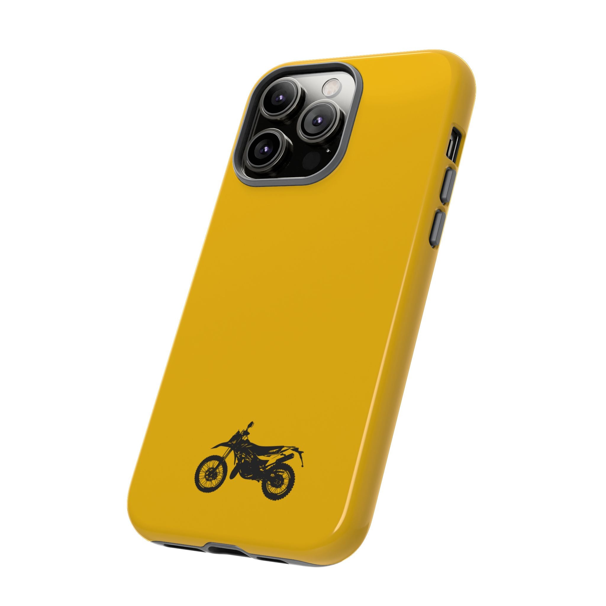 Motorcycle Phone Case, Tough Phone Cover, Gift for Bikers, Durable Tech Accessory, Yellow Motorcycle Design