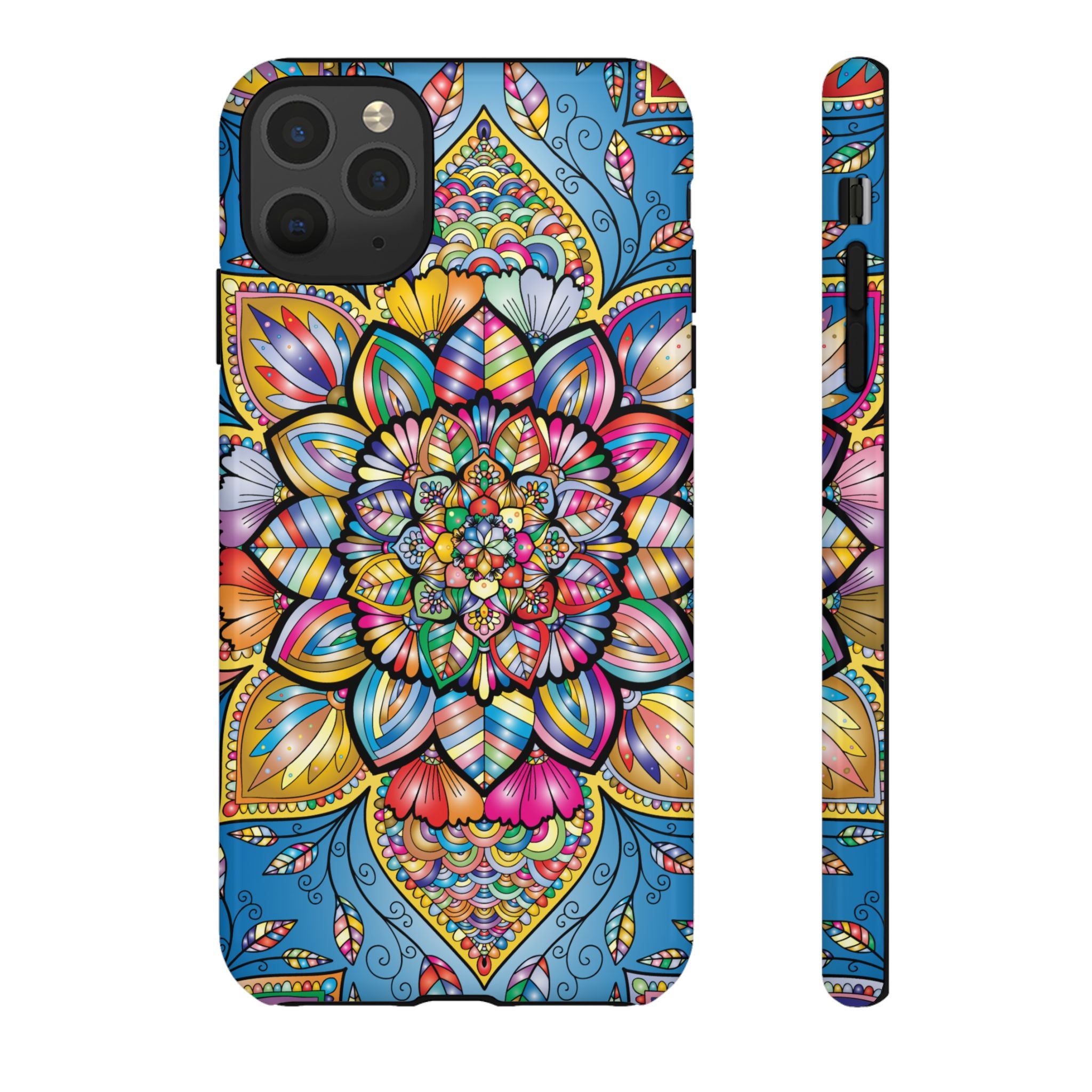 Vibrant Floral Phone Case, Tough Phone Cover, Colorful Mobile Accessory, Artistic Gift, Mandala Design, Everyday Use