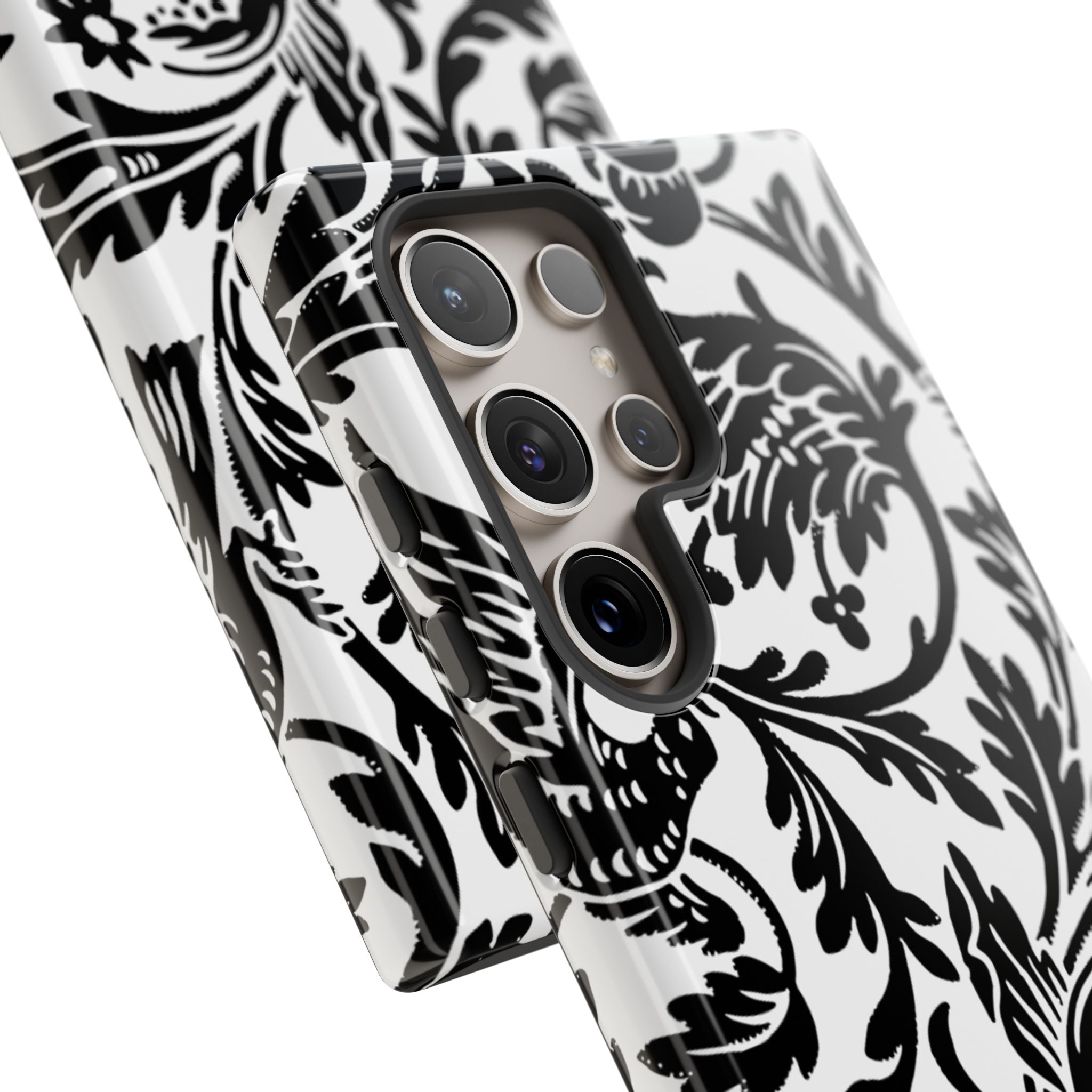 Elegant Black Floral Phone Case, Tough Cases, Stylish Phone Protection, Gift for Her, Floral Design, Trendy Accessories