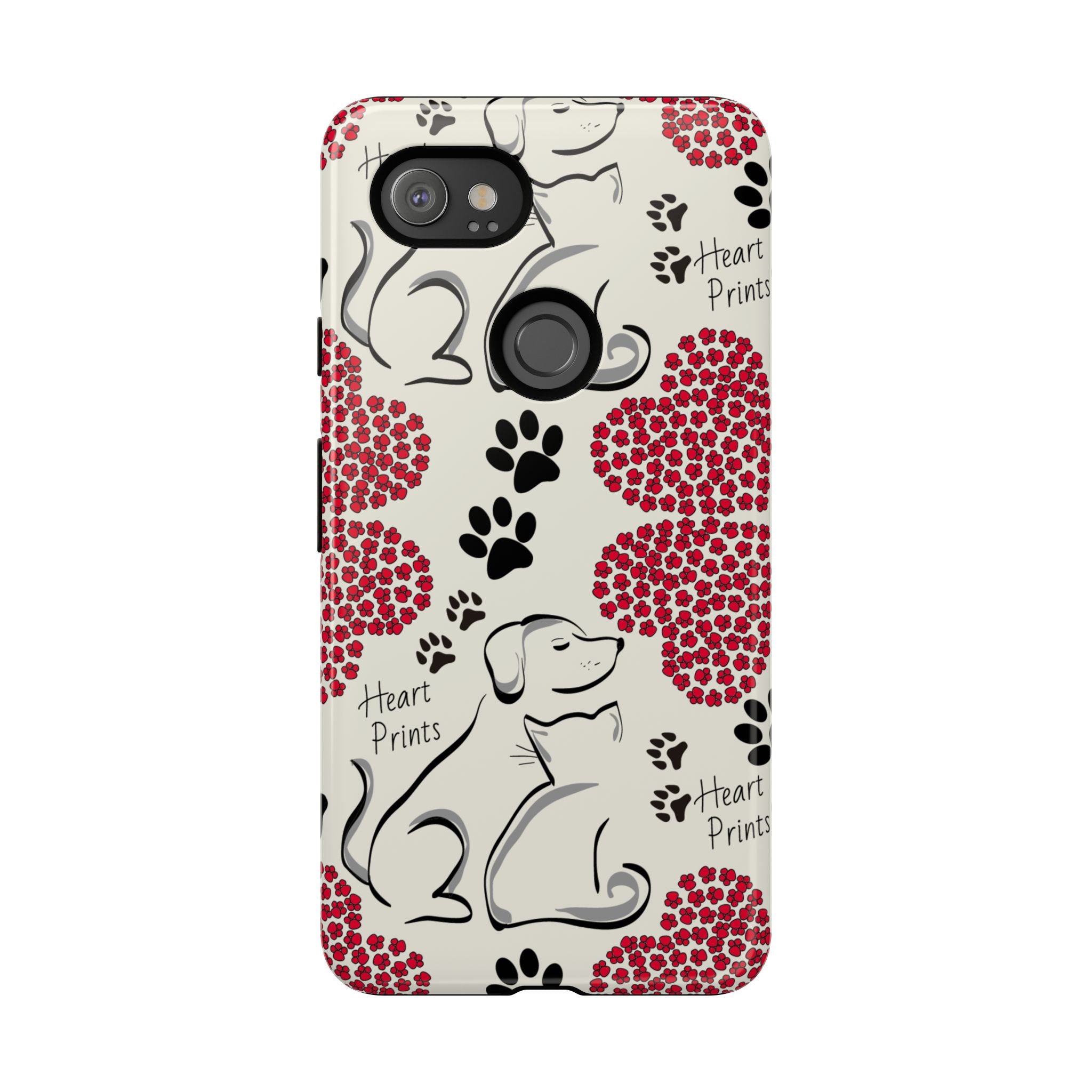 Stylish Phone Case with Heart Prints for Pet Lovers, Dog Lover Gift, Floral Pattern, Customizable Design, Cute Animal Accessories