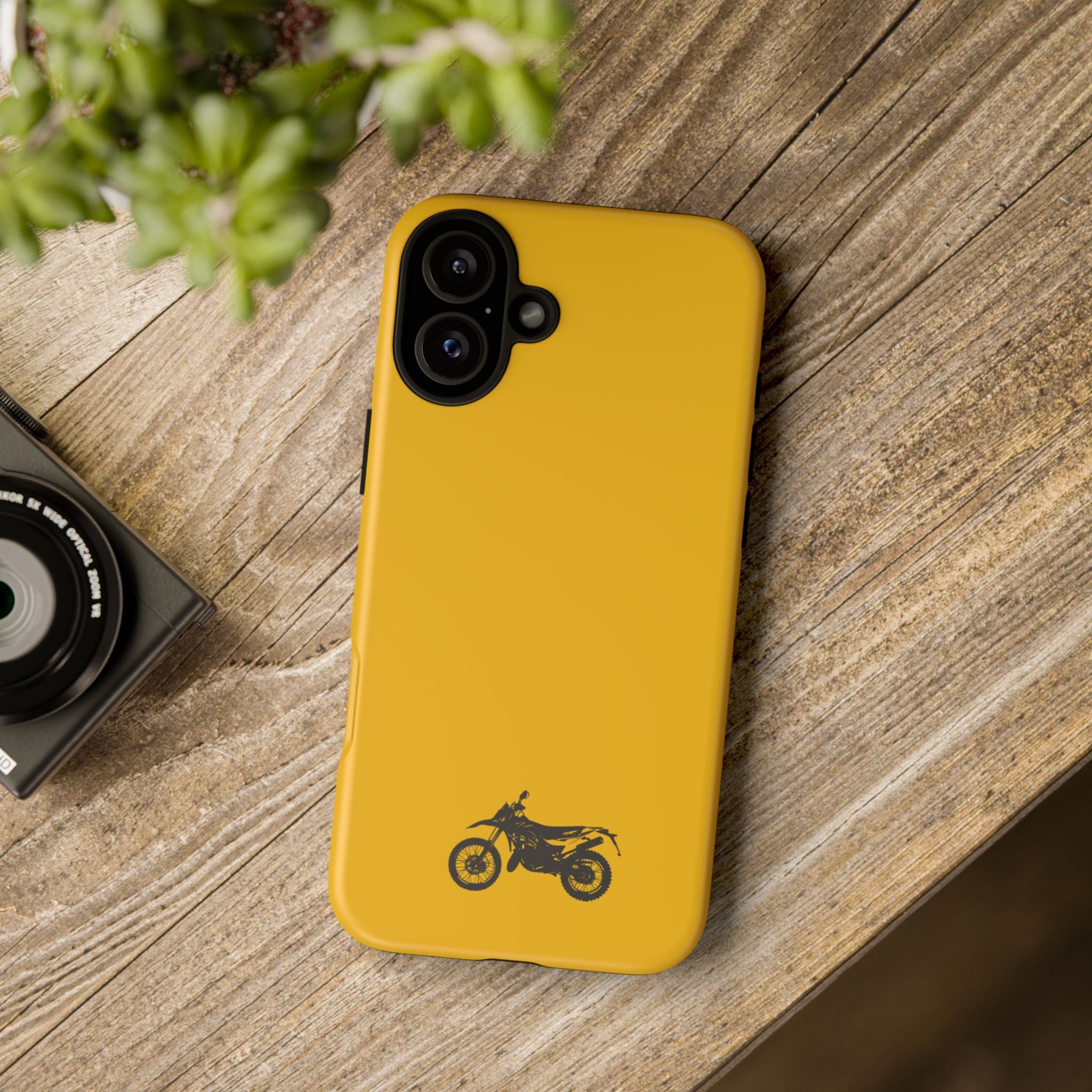 Motorcycle Phone Case, Tough Phone Cover, Gift for Bikers, Durable Tech Accessory, Yellow Motorcycle Design