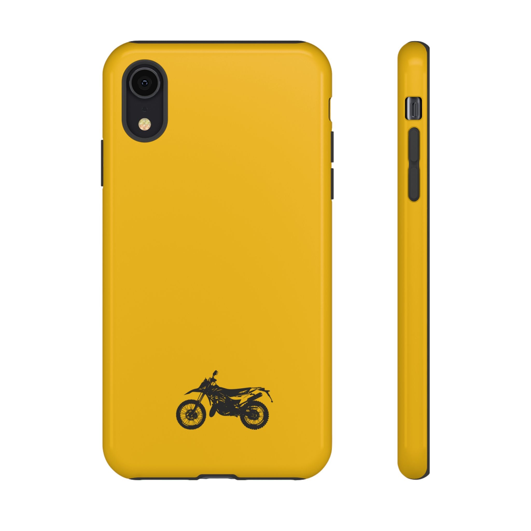 Motorcycle Phone Case, Tough Phone Cover, Gift for Bikers, Durable Tech Accessory, Yellow Motorcycle Design