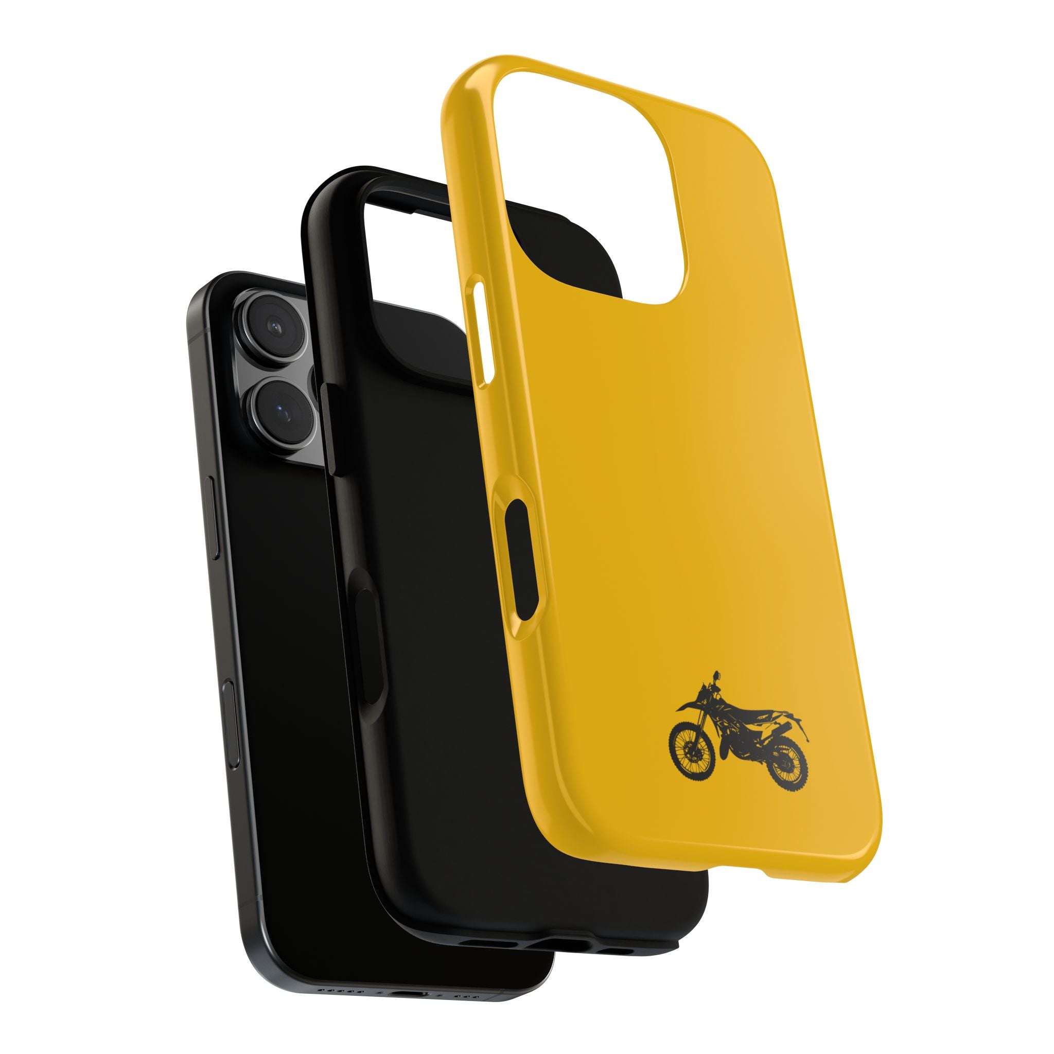Motorcycle Phone Case, Tough Phone Cover, Gift for Bikers, Durable Tech Accessory, Yellow Motorcycle Design